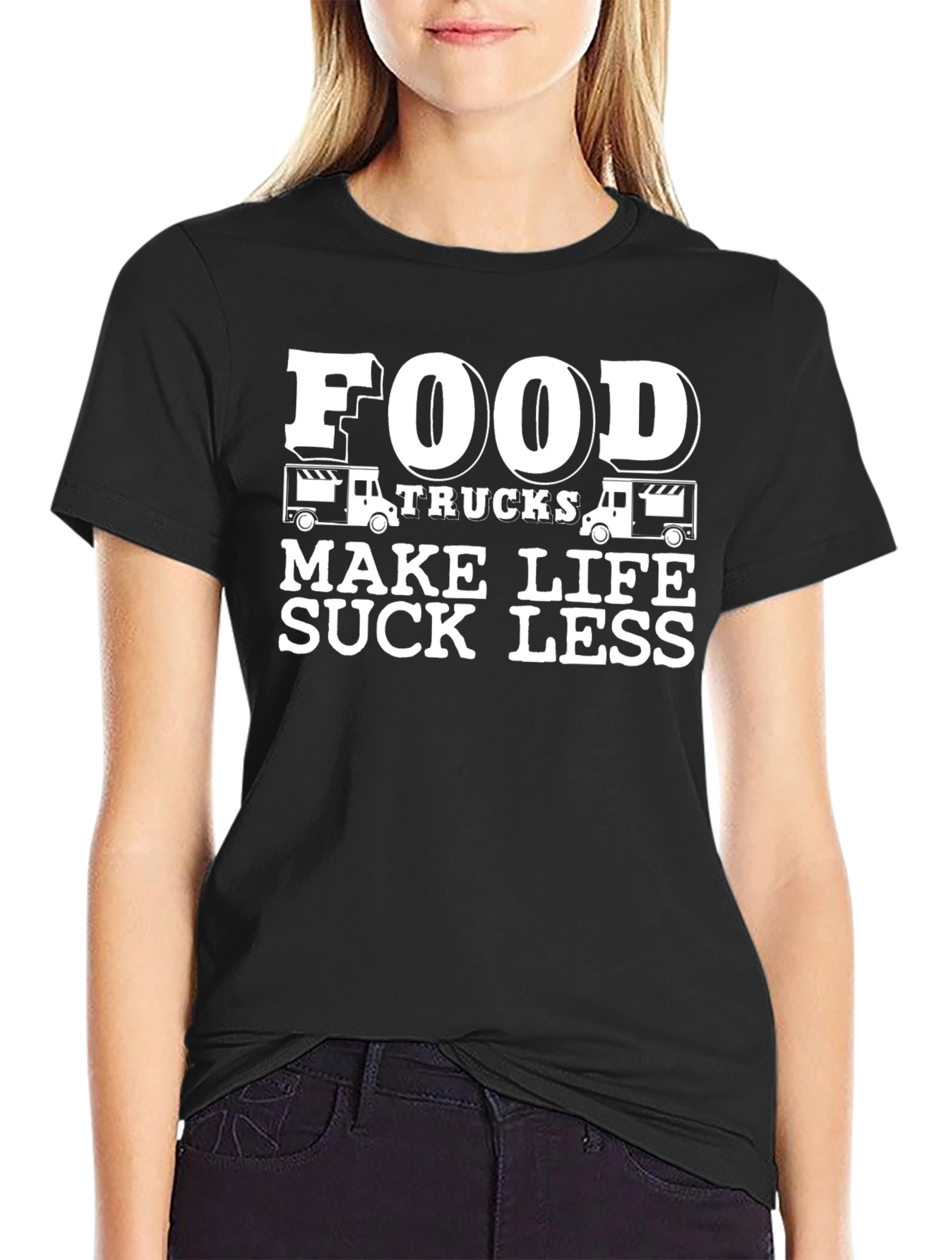 Black Food Trucks Make Life Suck Less - Graphic T-Shirt view 2
