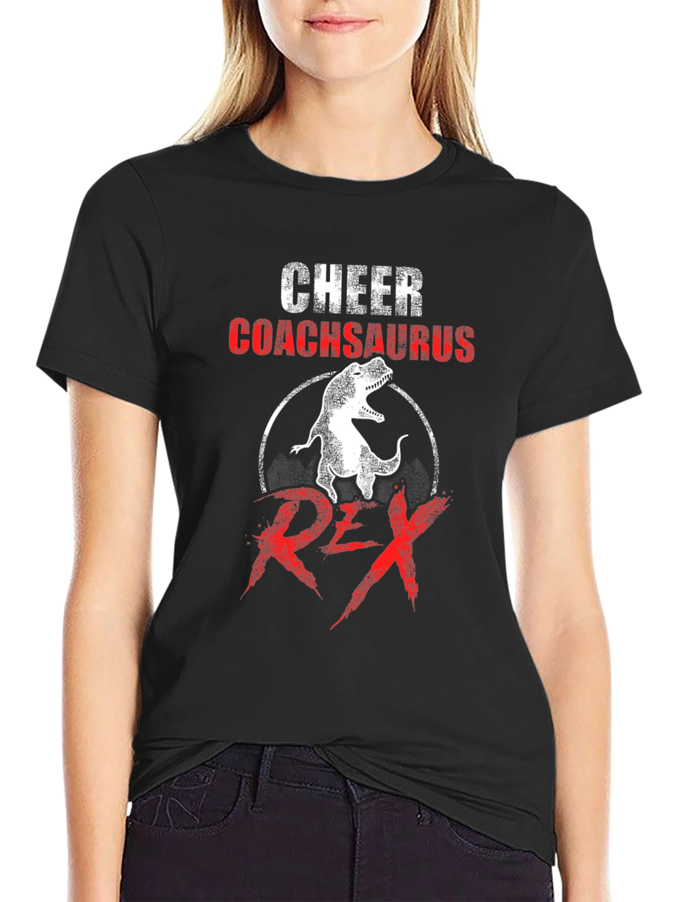 Cheer Coachsaurus Rex T-Shirt - Dinosaur Graphic Tee - 2