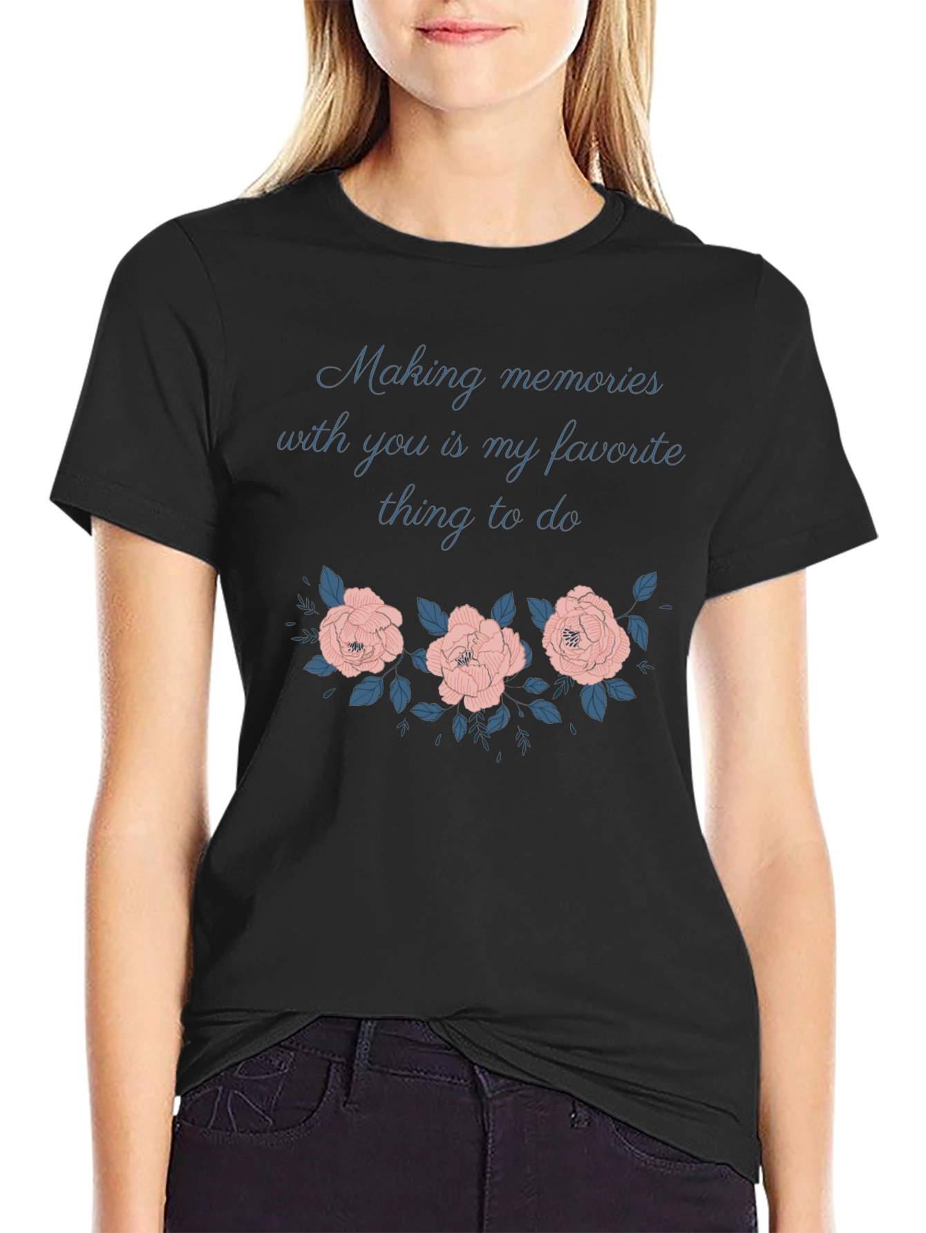 Black Making Memories Floral Graphic Tee - Unisex view 2