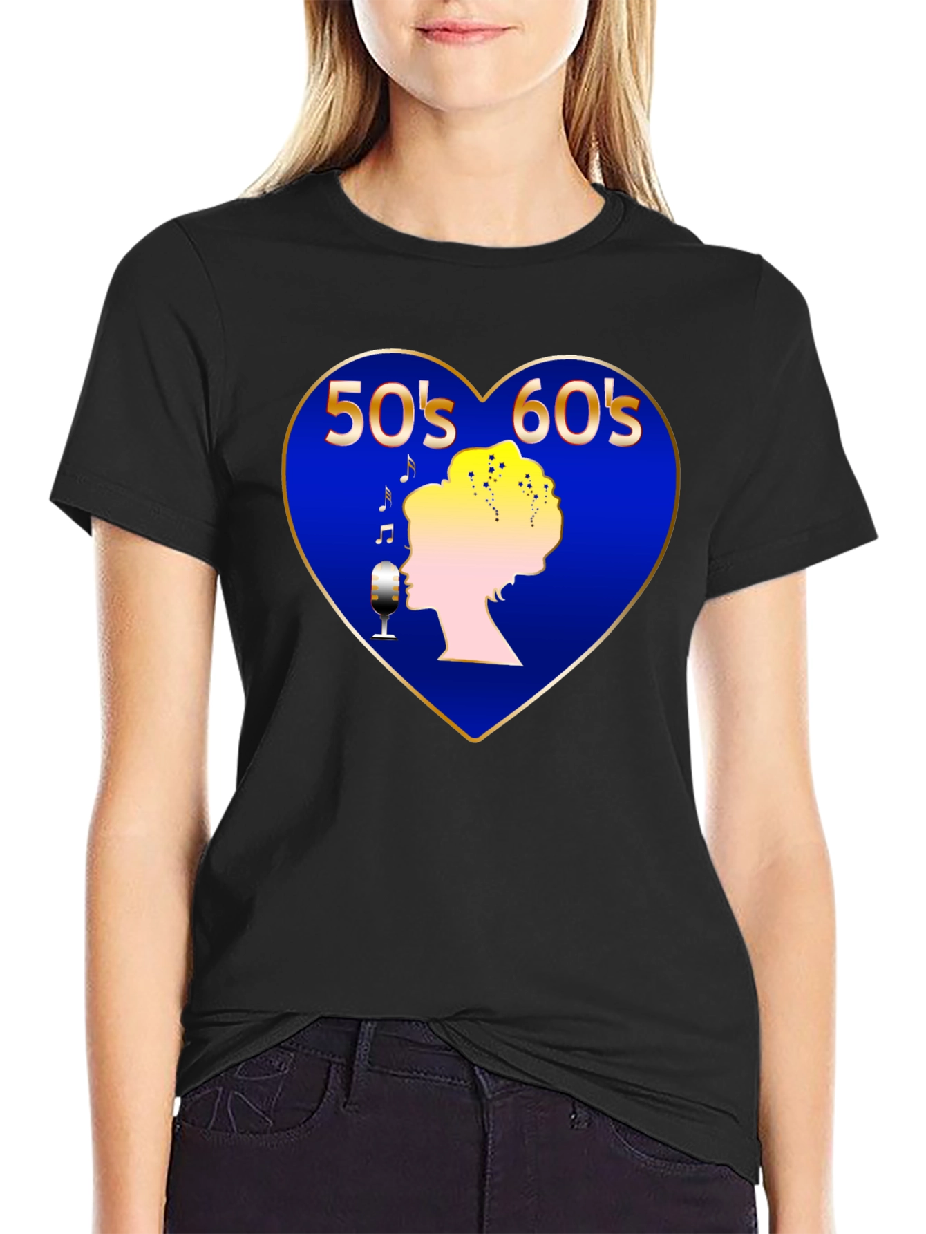 Retro 50s 60s Music Heart T-Shirt - 2