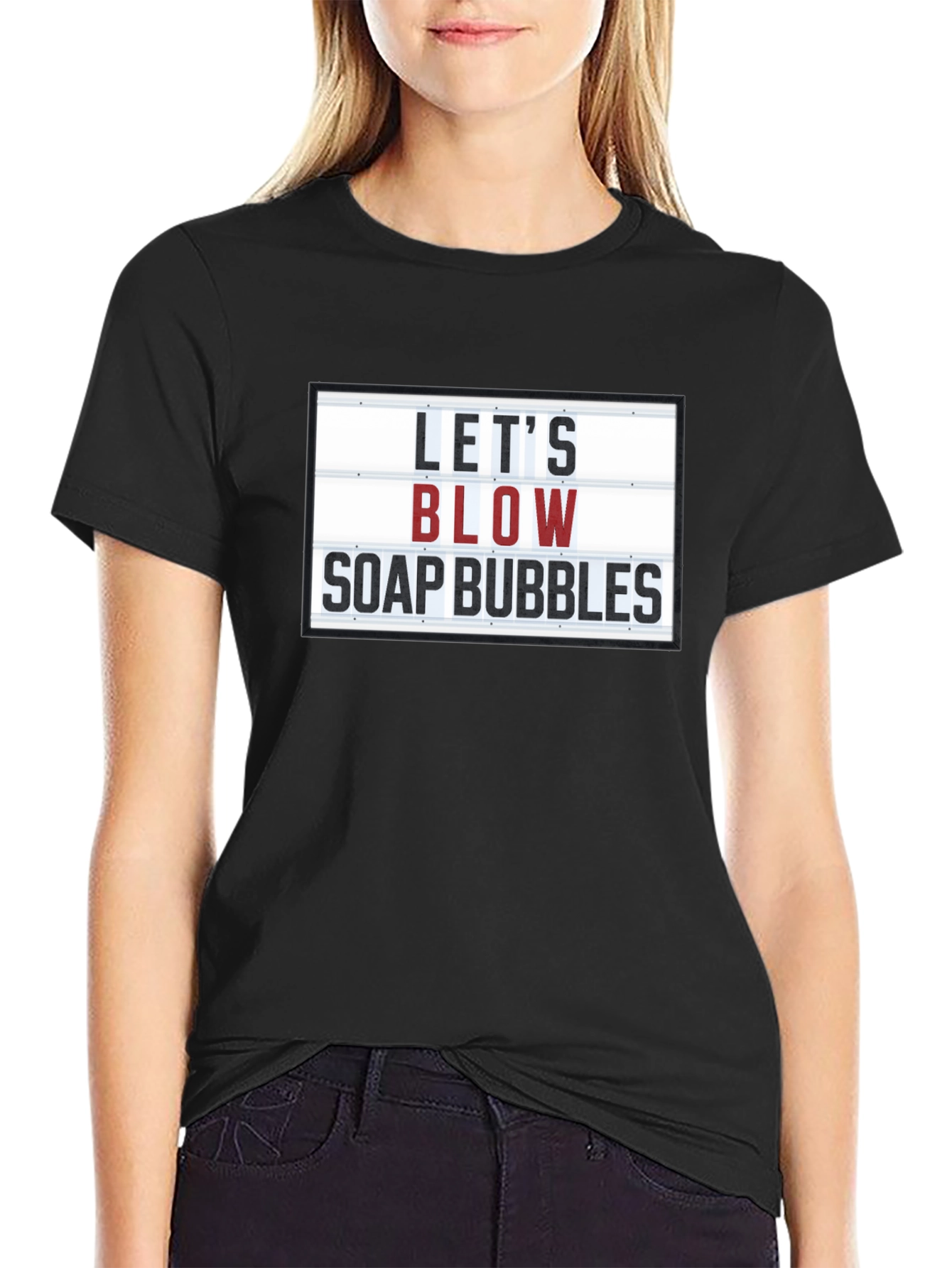 Black Let's Blow Soap Bubbles Graphic T-Shirt - Novelty Tee view 2