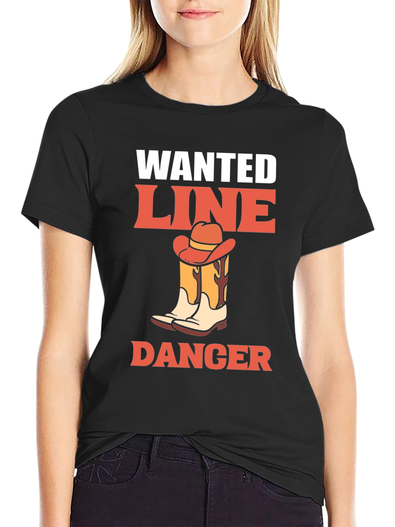 Black Wanted Line Dance Danger Graphic Tee view 2