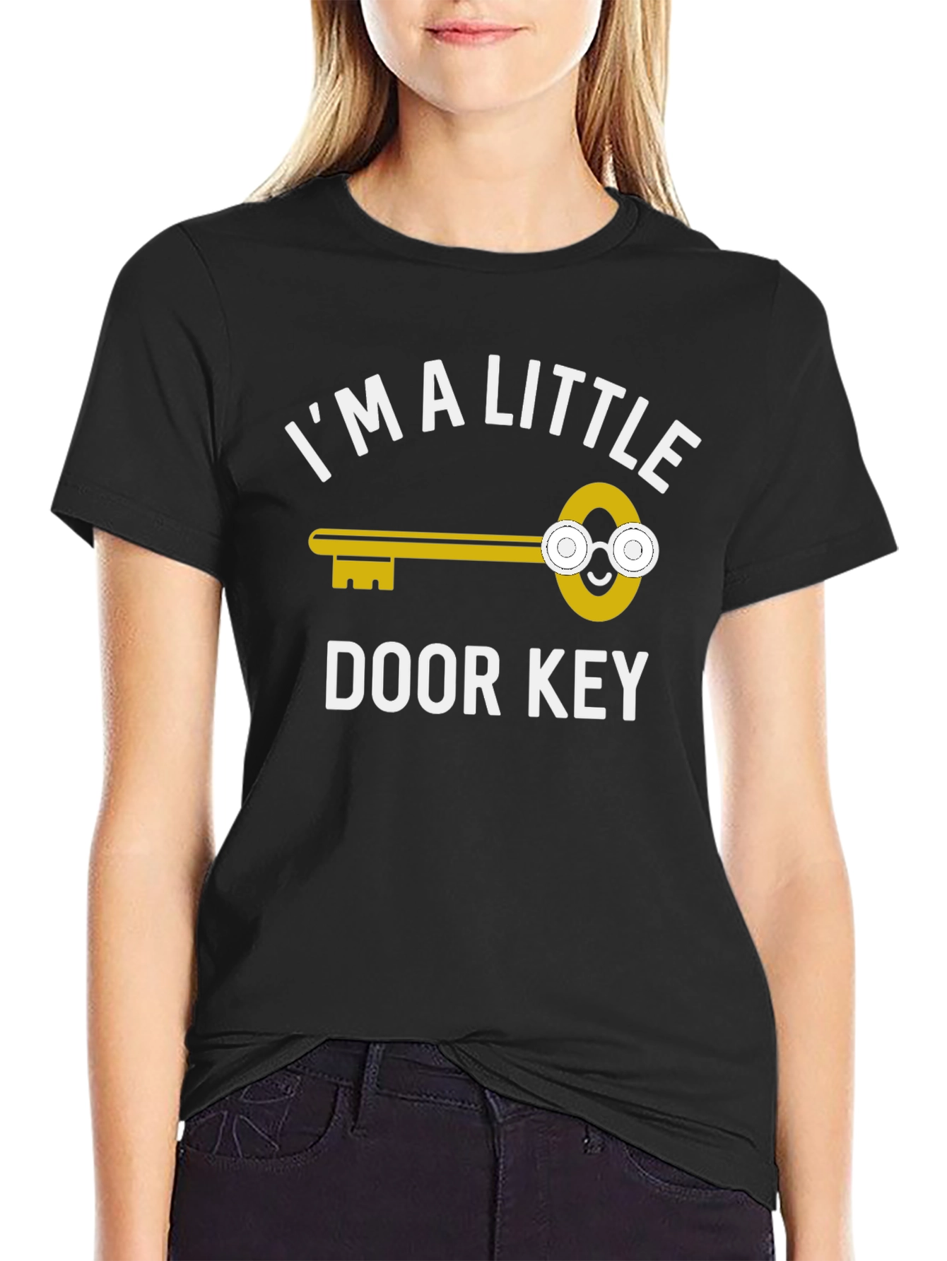 Black I'm A Little Door Key Funny Graphic T-Shirt view 2
