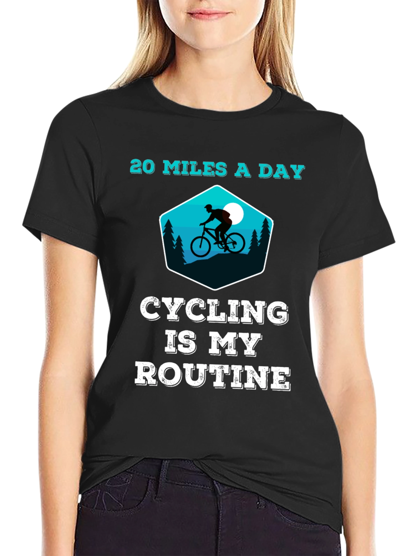 Black Cycling is My Routine - Graphic T-Shirt view 2