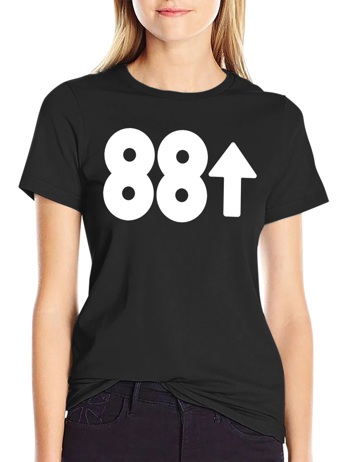 Black 88 Up Arrow T-Shirt - Casual Graphic Tee view 2