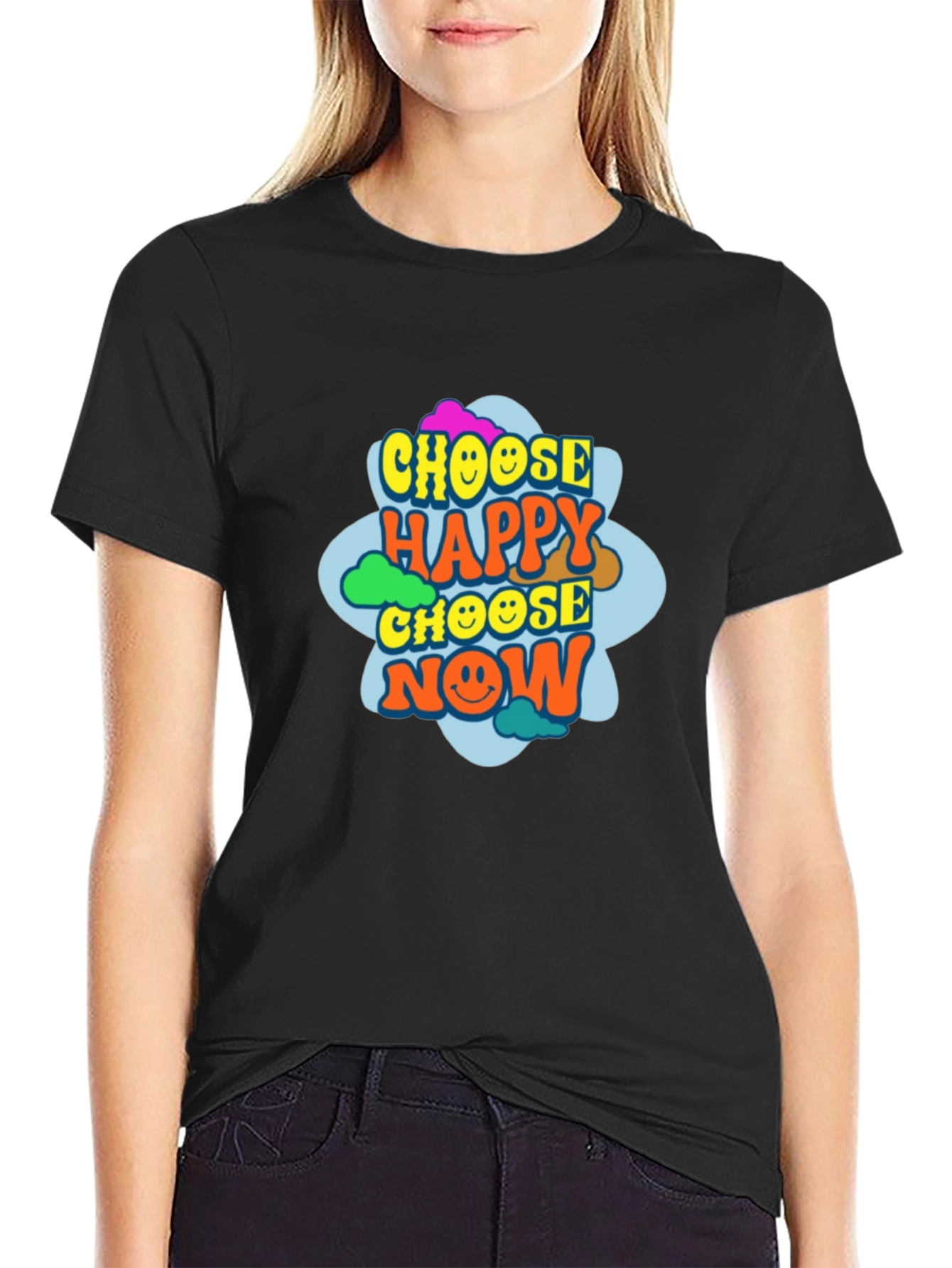 Black Choose Happy Now Graphic Tee view 2
