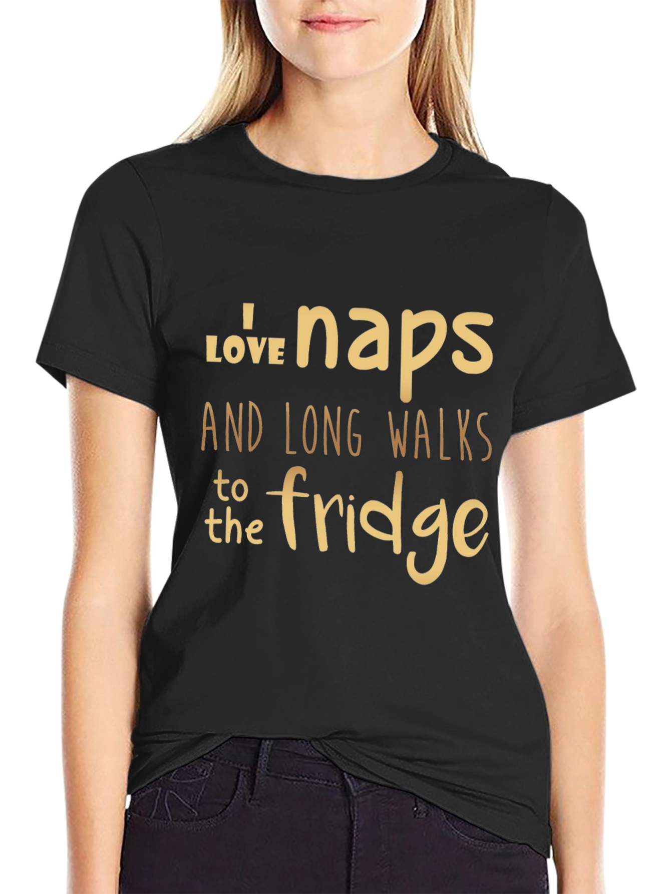 Black Funny Naps and Fridge Walks Graphic T-Shirt view 2
