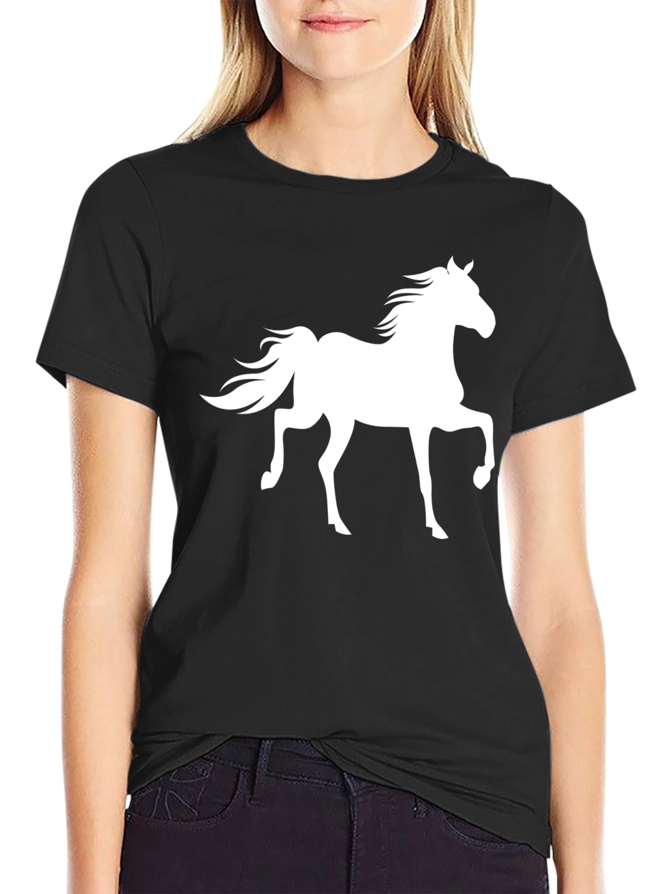 Black Horse Graphic Print Black T-Shirt view 2