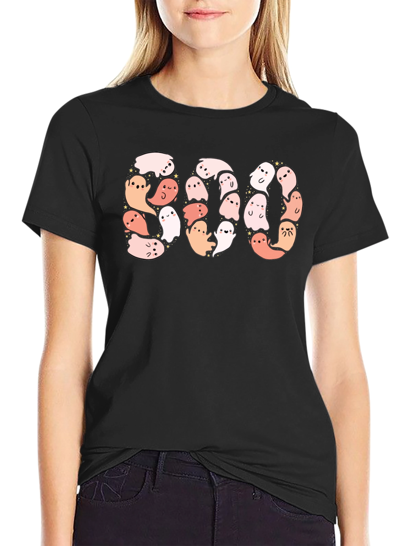 Black Boo Ghost Graphic Tee - Halloween Fun! view 2