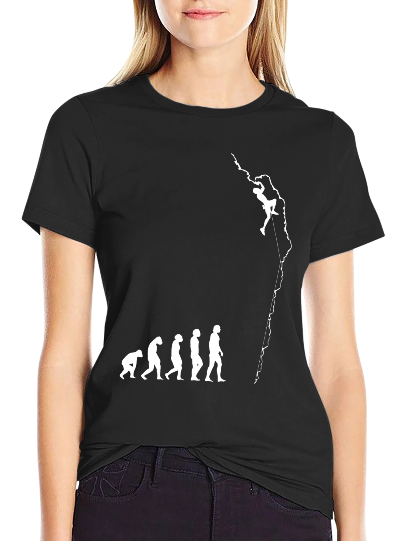 Black Evolution of Climbing T-Shirt - Black Graphic Tee view 2