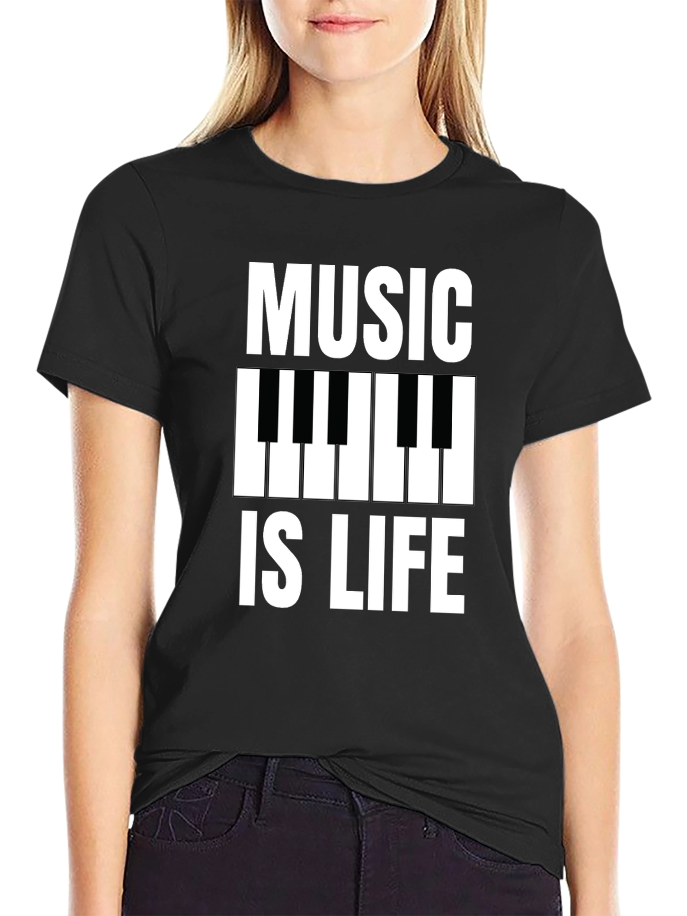 Black Music is Life Graphic T-Shirt - Black view 2