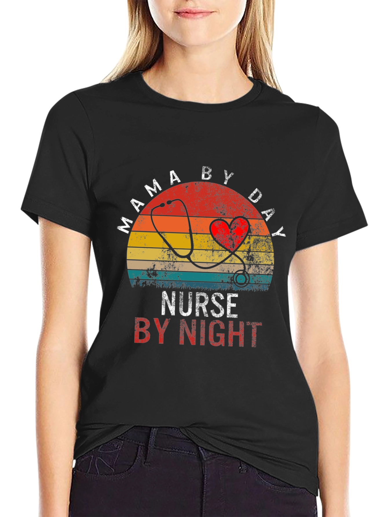 Black Mama By Day Nurse By Night T-Shirt view 2