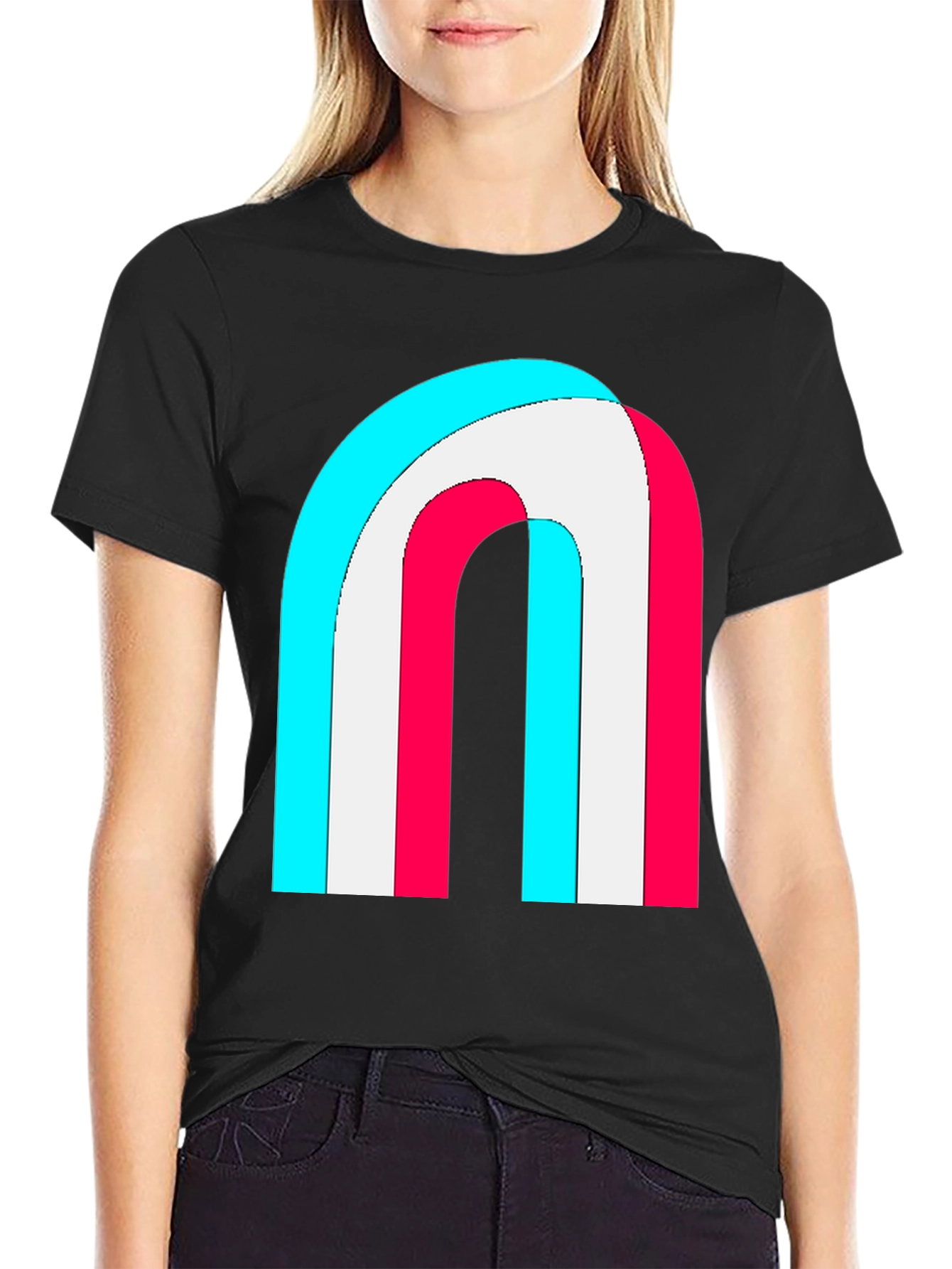 Black Retro Rainbow Arch Graphic Tee - Stylish Comfort view 2