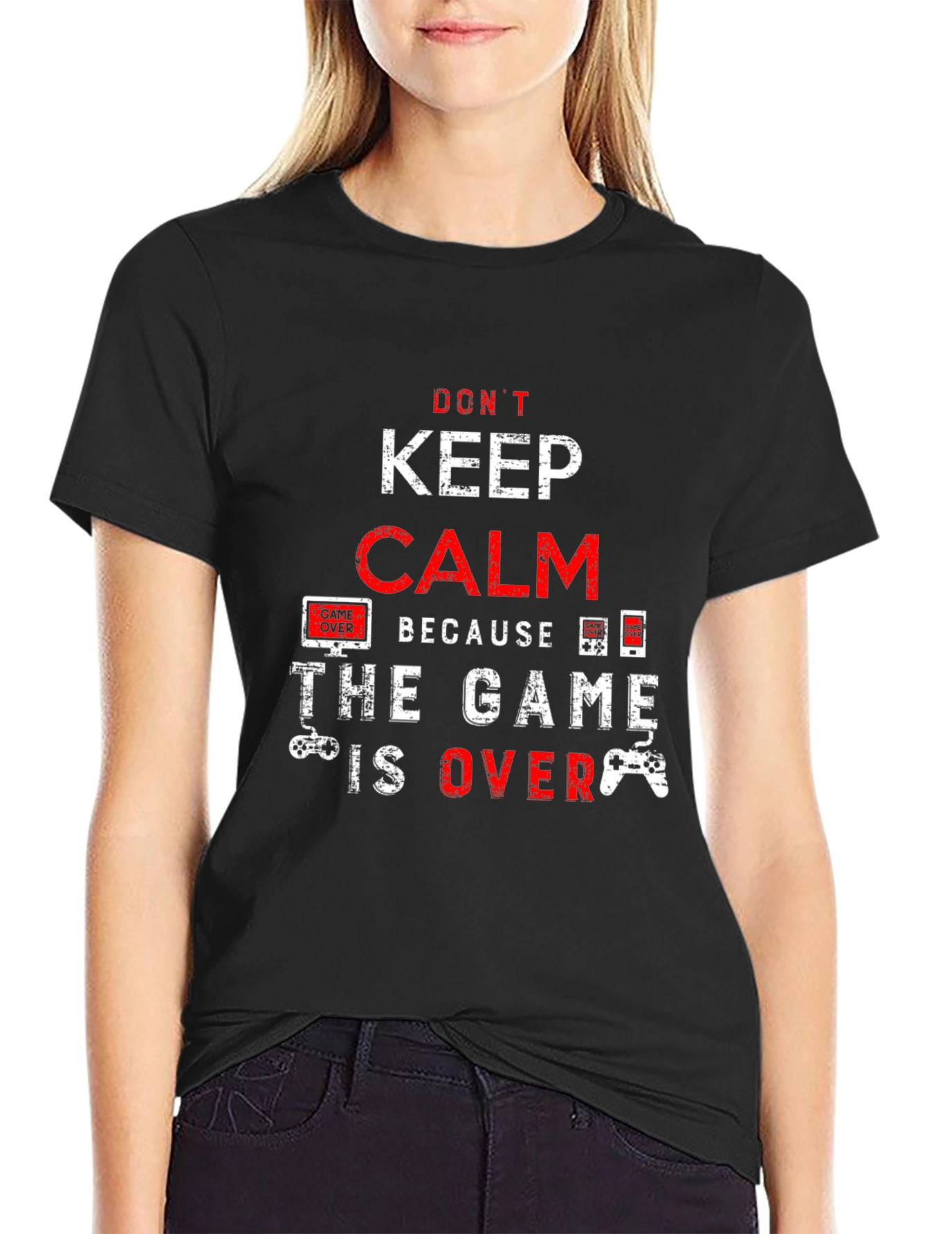 Black Don't Keep Calm Game Over T-Shirt view 2