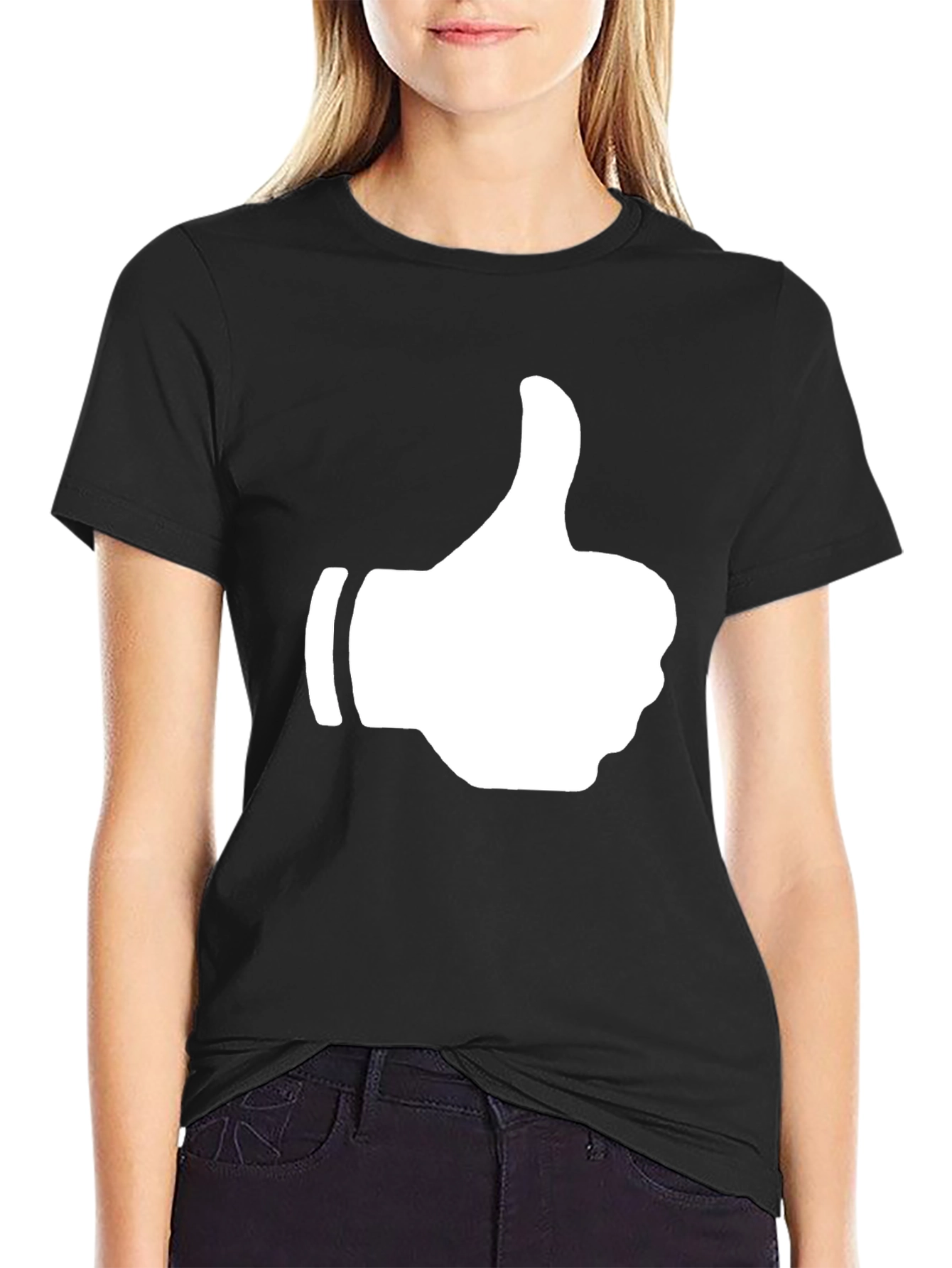 Black Thumbs Up Graphic Tee - Casual Comfort view 2