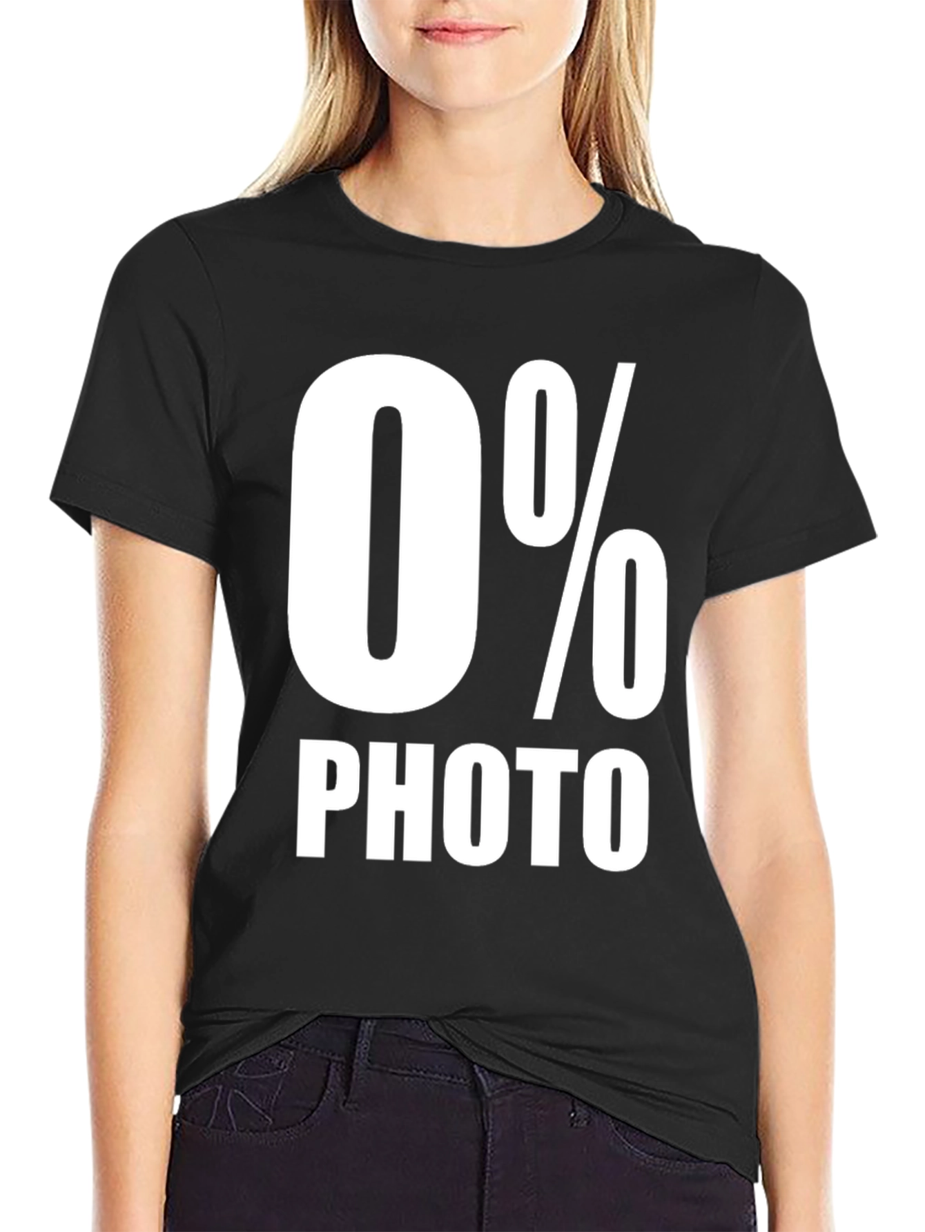 Black Funny 0% Photo Men's Black Graphic Tee view 2