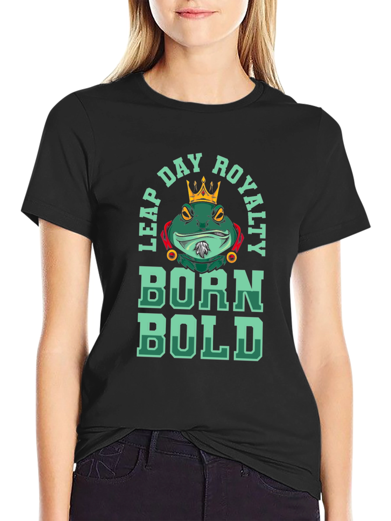 Black Leap Day Royalty Graphic T-Shirt - Born Bold Frog Tee view 2