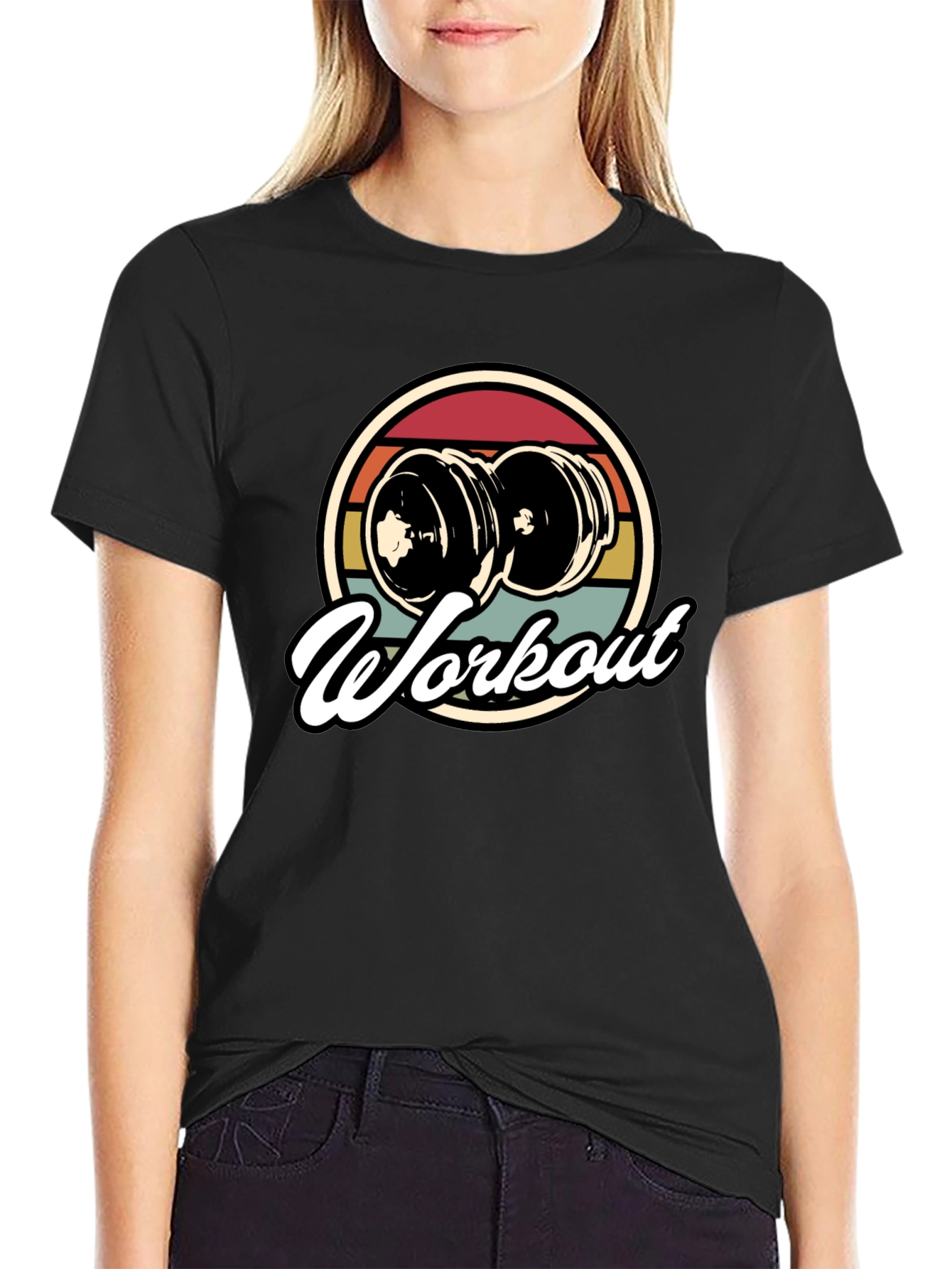 Black Vintage Workout T-Shirt - Retro Gym Style view 2