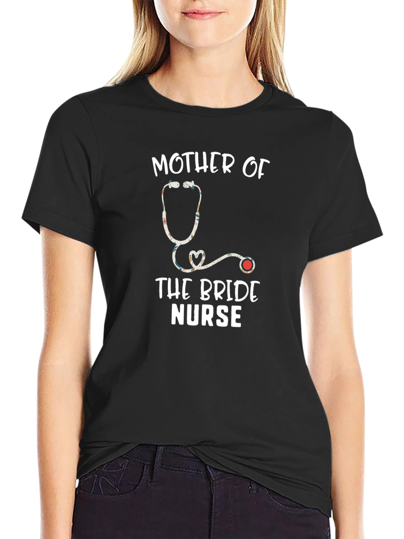 Black Mother of the Bride Nurse T-Shirt view 2
