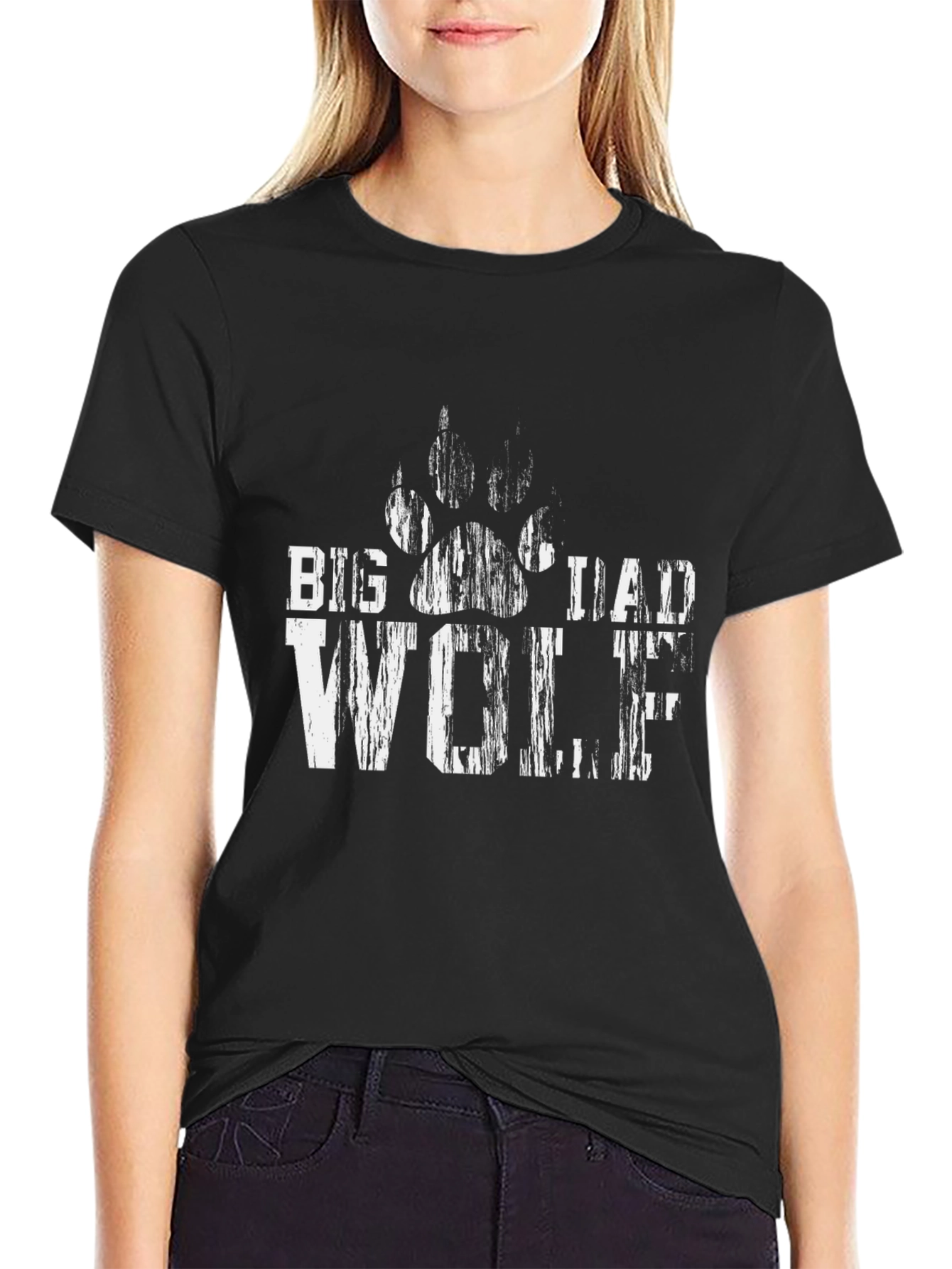 Black Big Dad Wolf Graphic Tee - Mens Black T-Shirt view 2