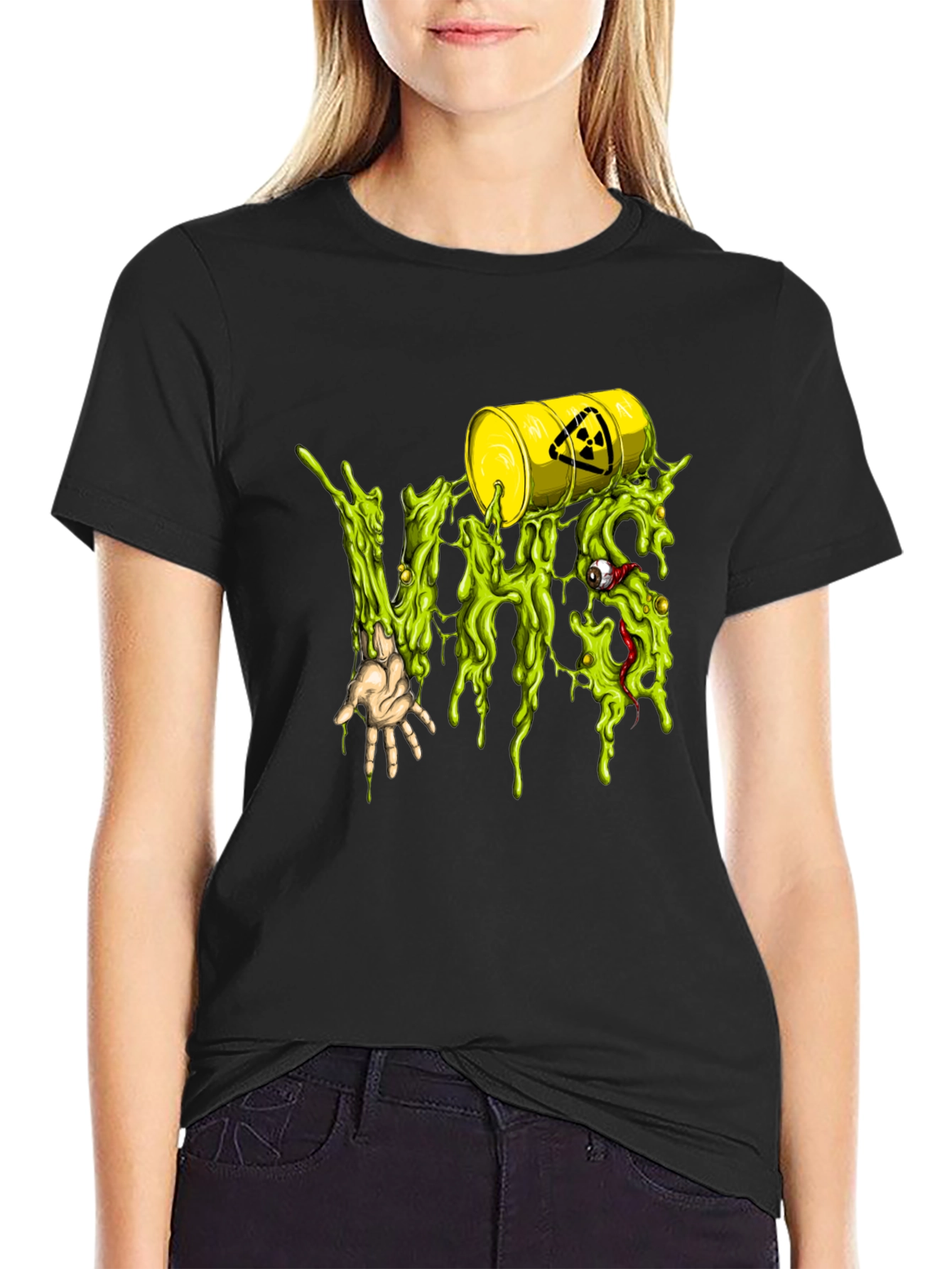 Black Radioactive Slime Graphic Black T-Shirt view 2