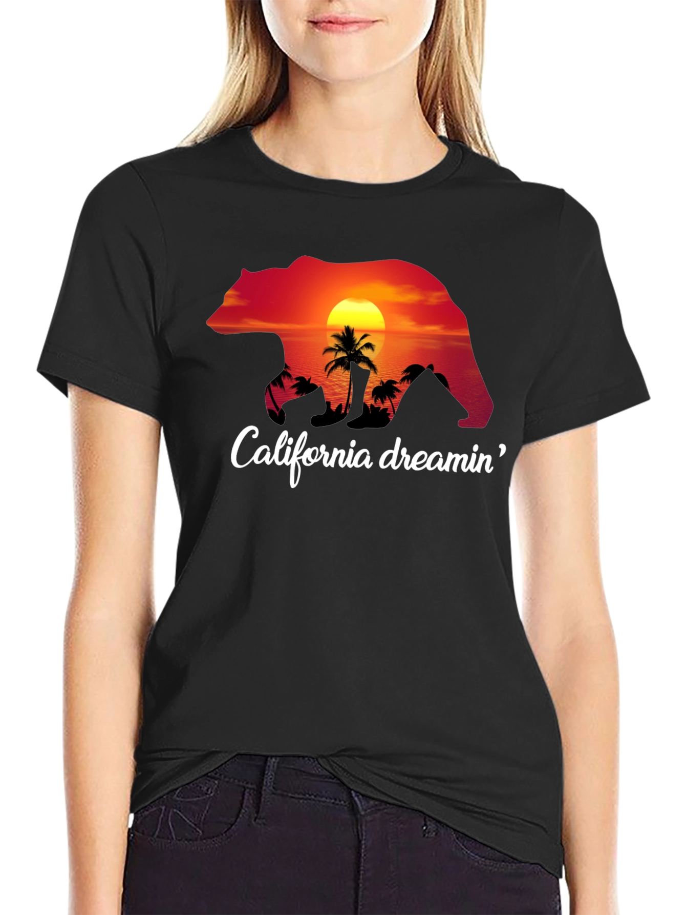 Black California Dreamin' Bear Graphic Tee view 2