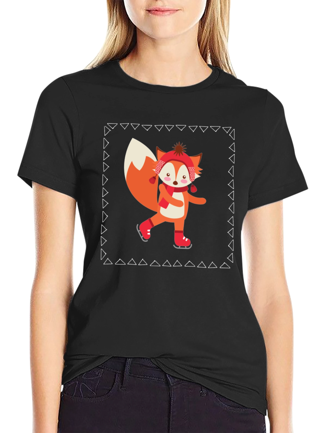 Black Fox on Ice T-Shirt - Fun Winter Style view 2