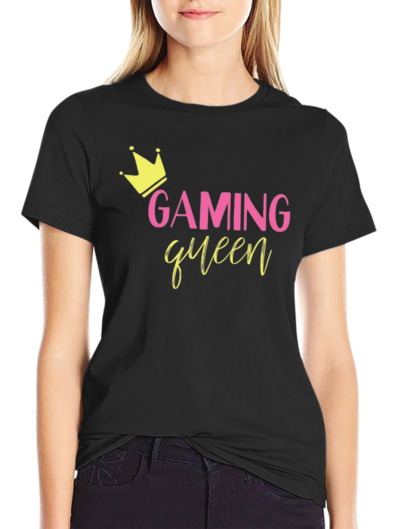 Black Gaming Queen Black T-Shirt view 2