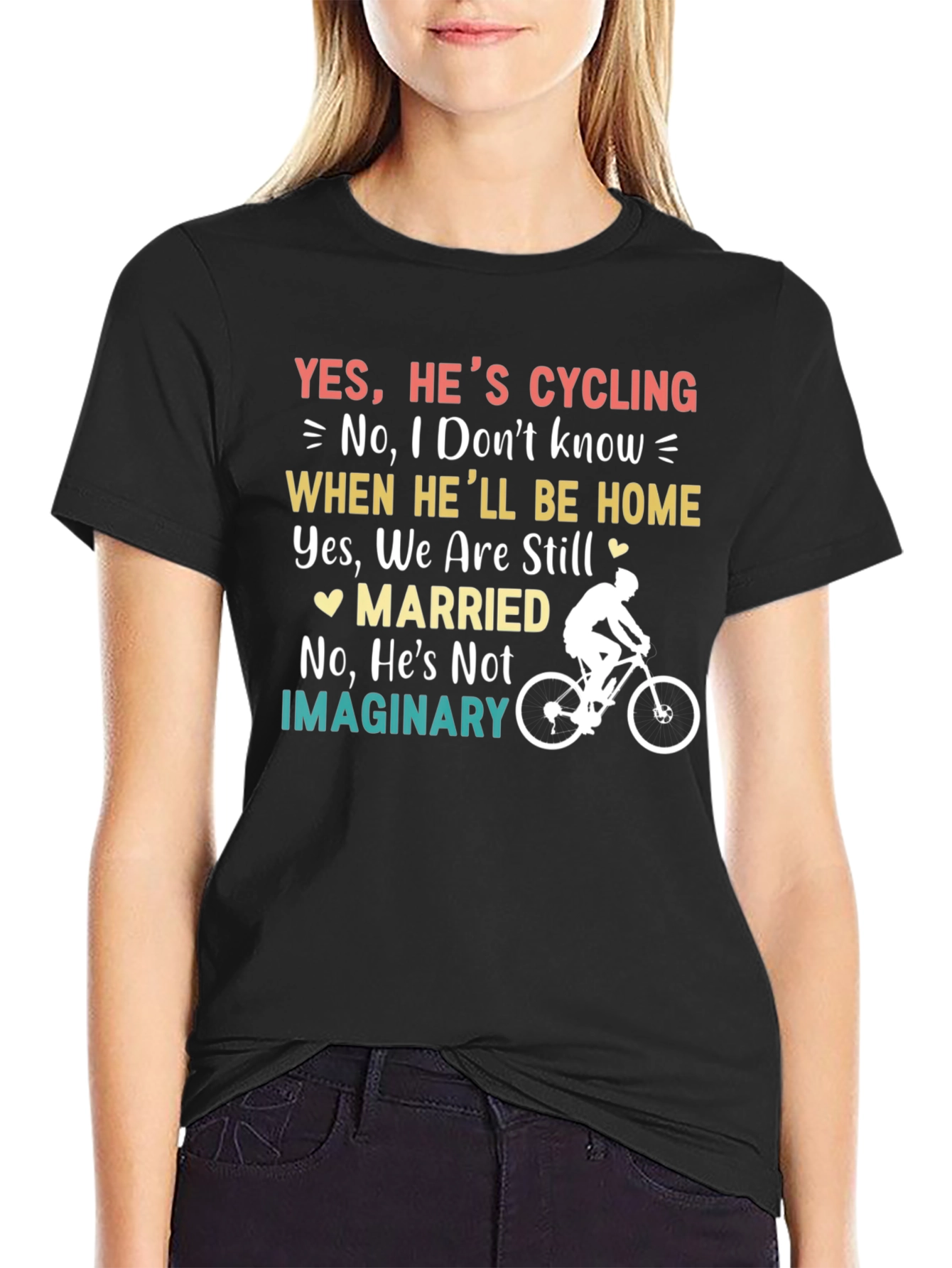 Black Funny Cycling Husband T-Shirt - Married Cyclist Gift view 2