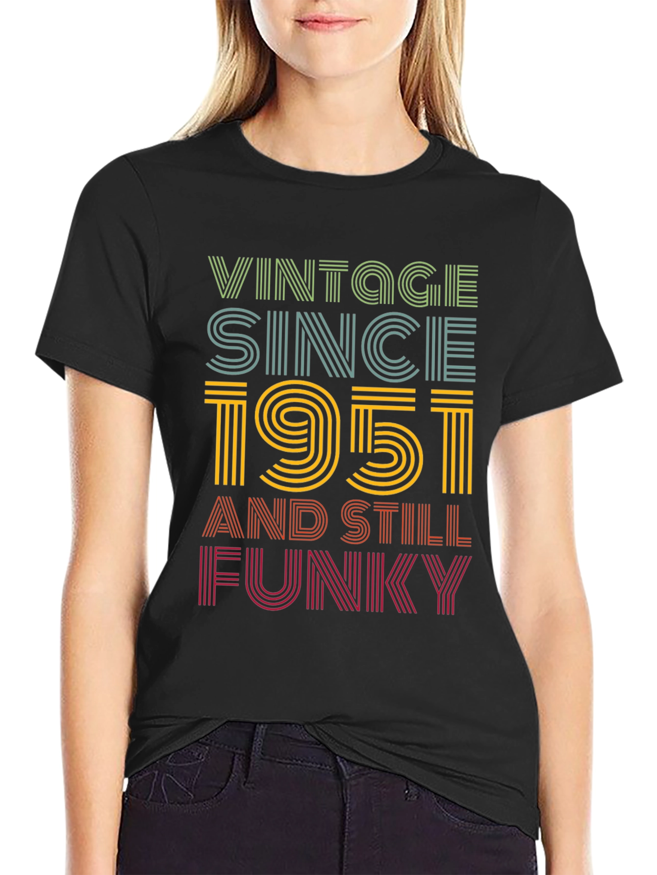 Black Vintage Since 1951 Funky Graphic T-Shirt view 2