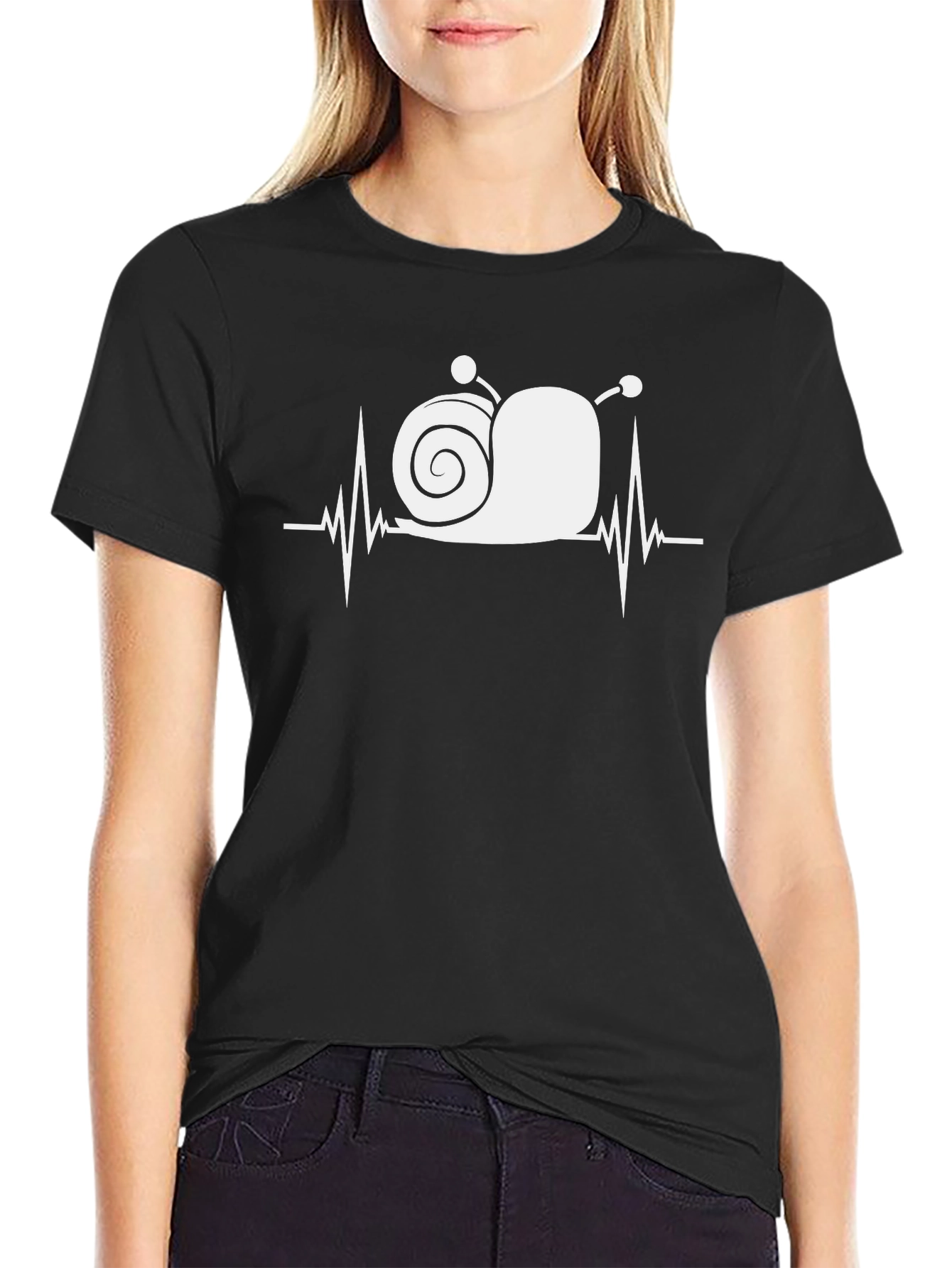 Black Snail Heartbeat Graphic Tee - Quirky & Cool view 2