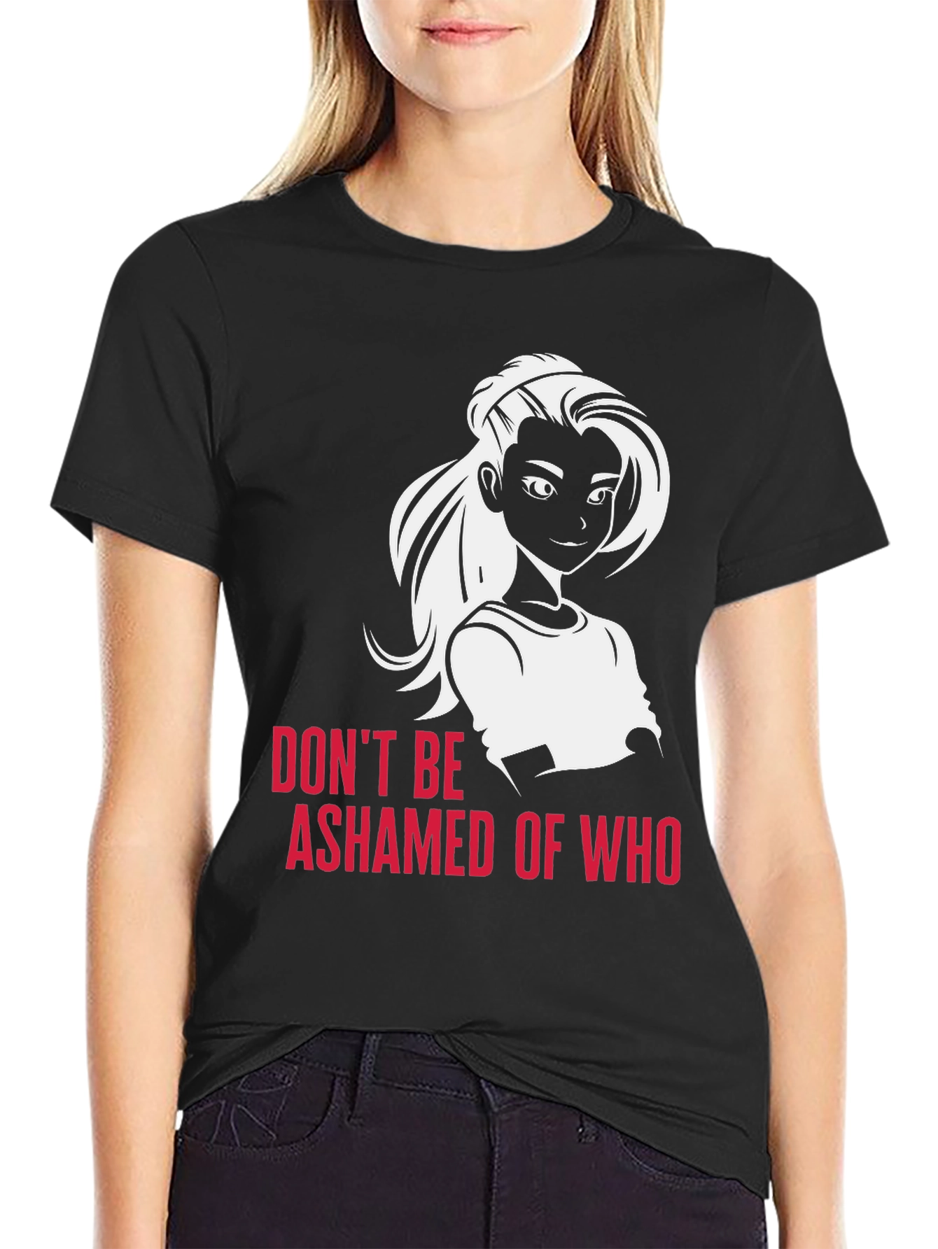 Black Empowering Graphic Tee: Don't Be Ashamed T-Shirt view 2