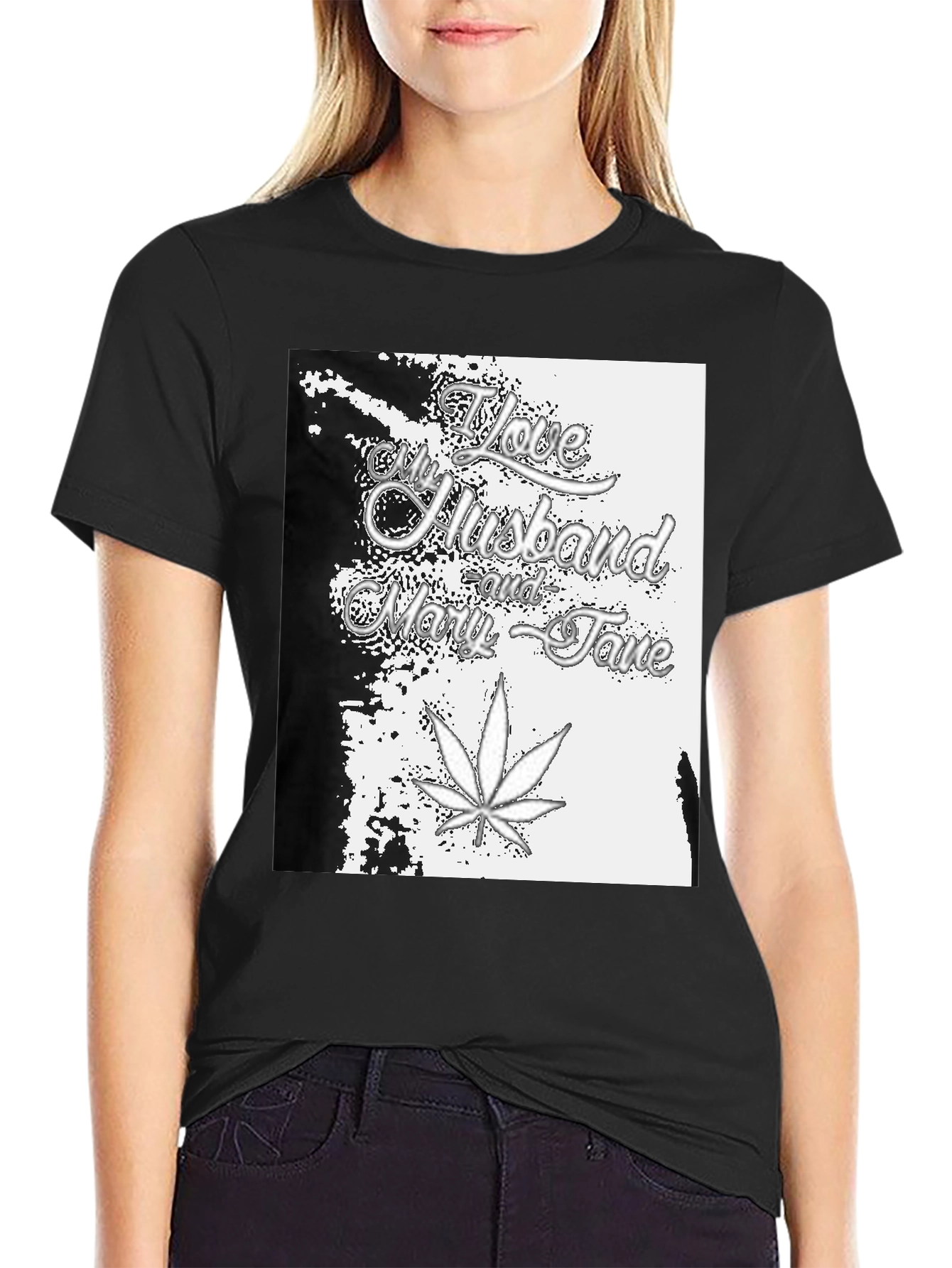Black I Love My Husband and Mary Jane Black T-Shirt view 2