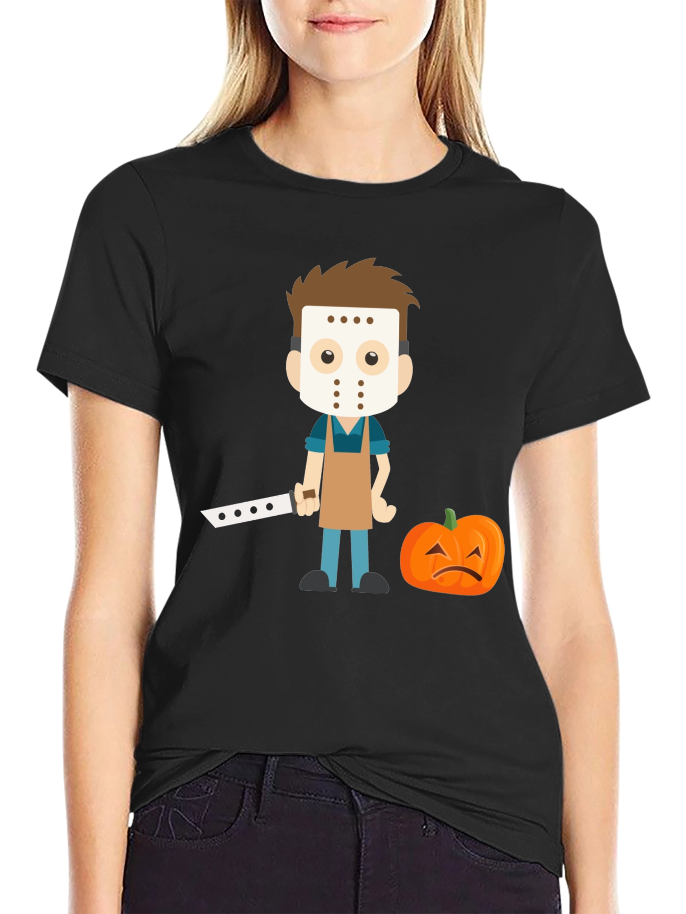 Black Halloween Cartoon Graphic Tee view 2
