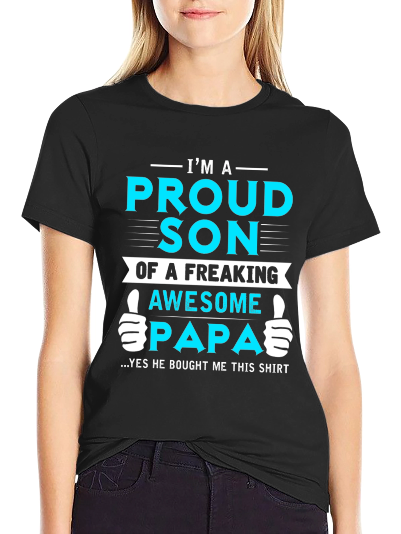 Black Proud Son of Awesome Papa Graphic T-Shirt view 2
