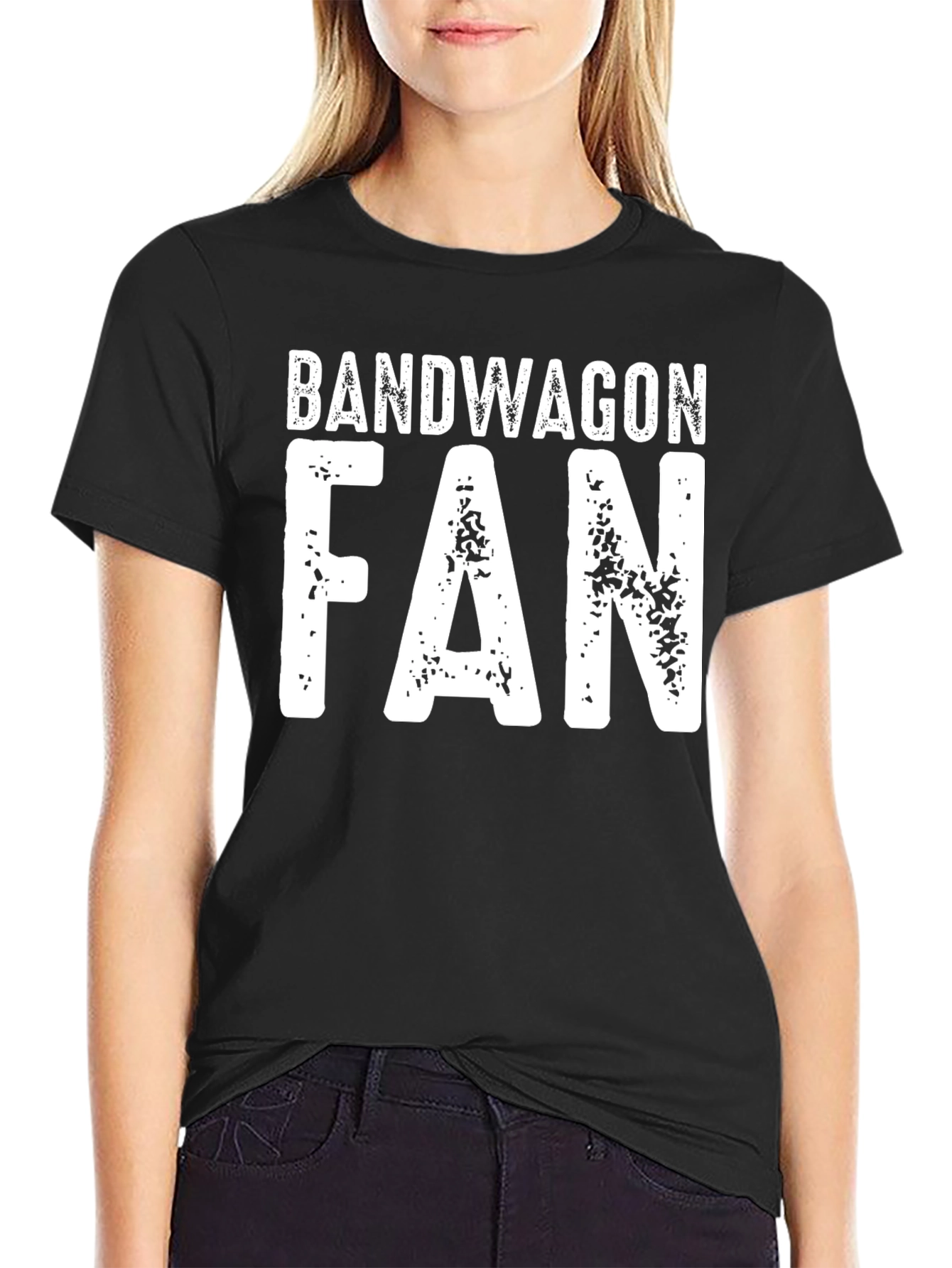 Black Bandwagon Fan T-Shirt - Distressed Graphic Tee view 2
