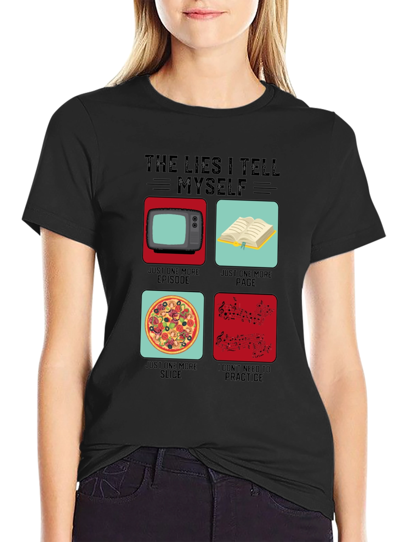Black Funny The Lies I Tell Myself Graphic T-Shirt view 2