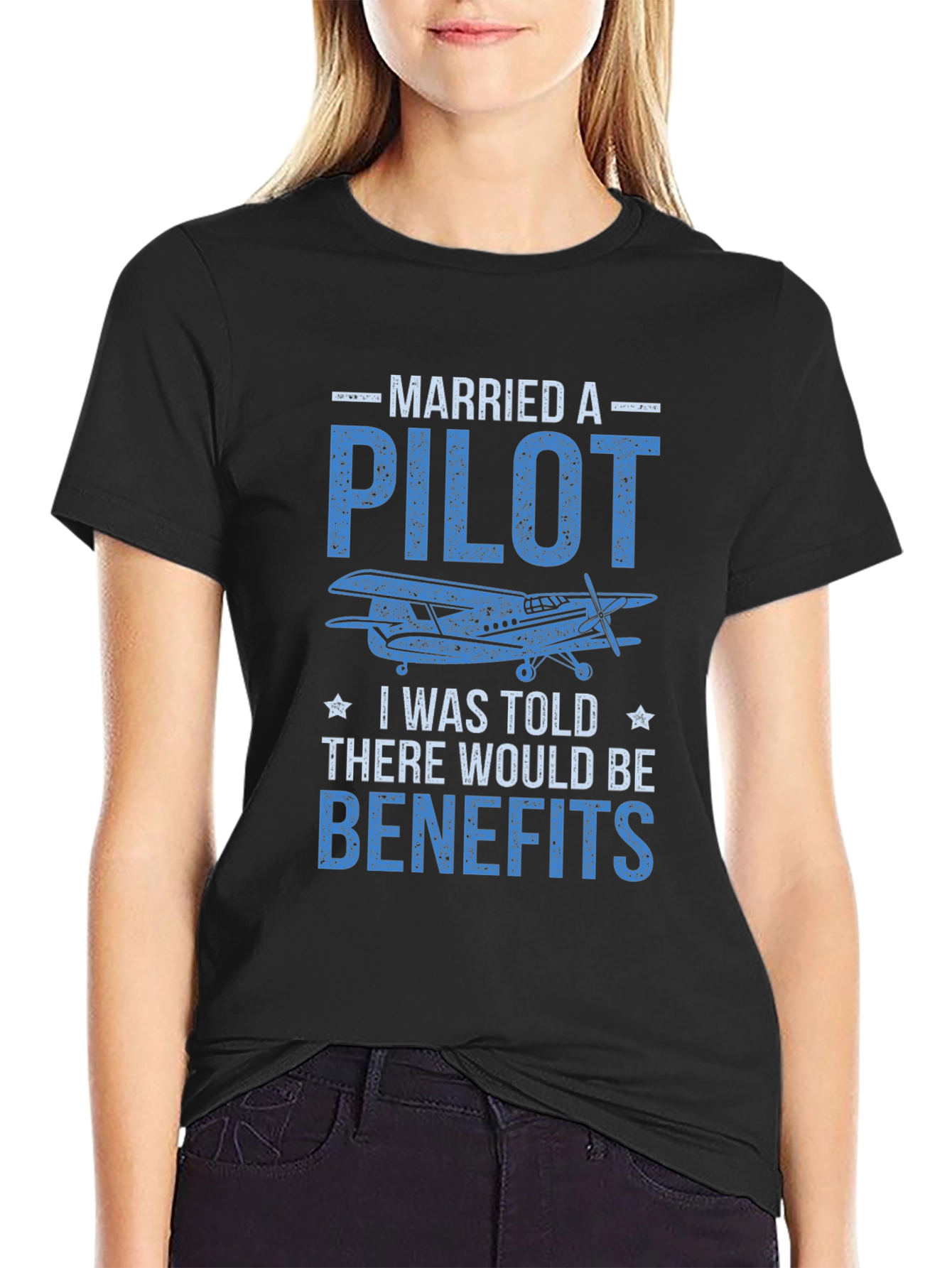 Black Married a Pilot T-Shirt view 2