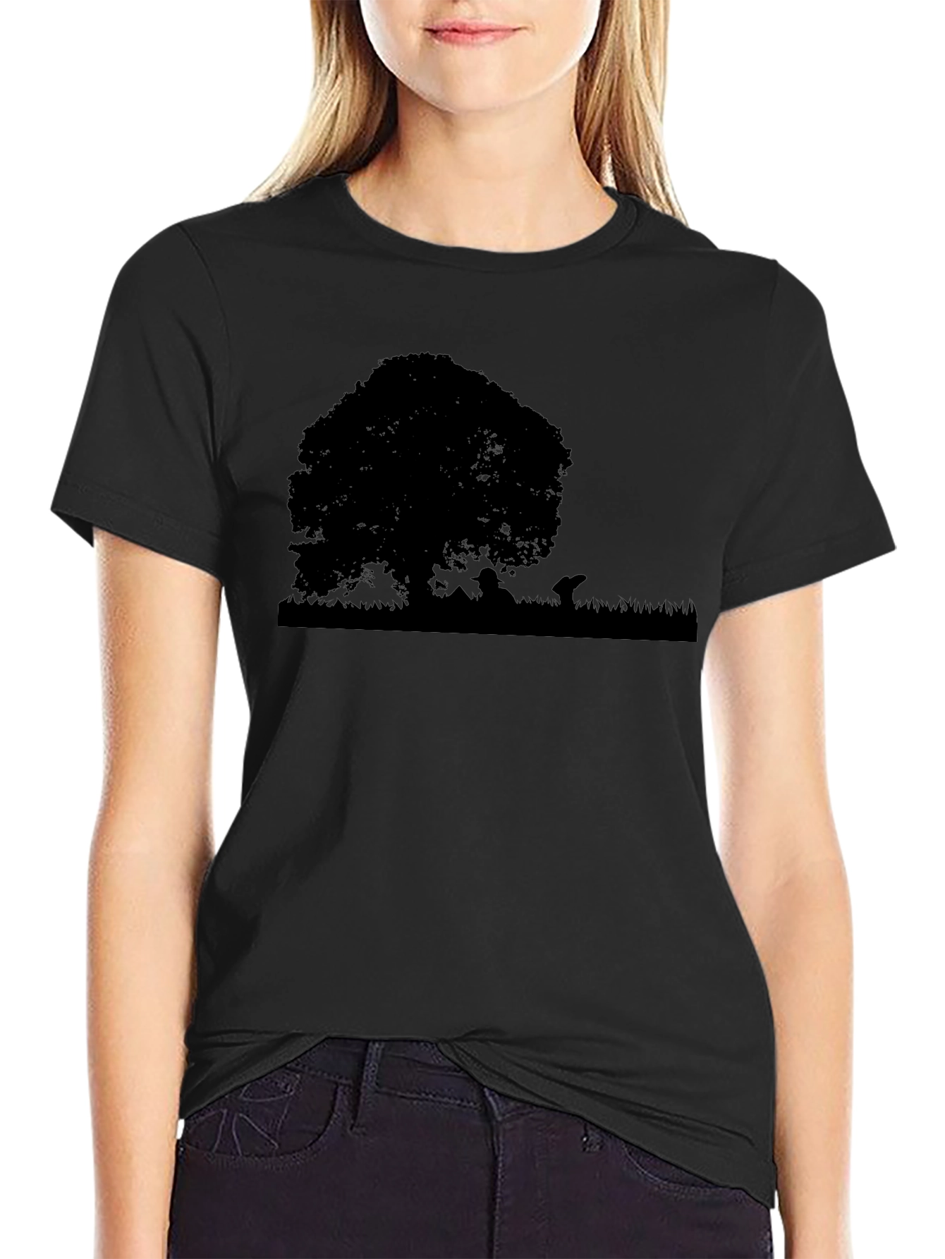 Black Silhouette Tree Graphic Tee - Black view 2
