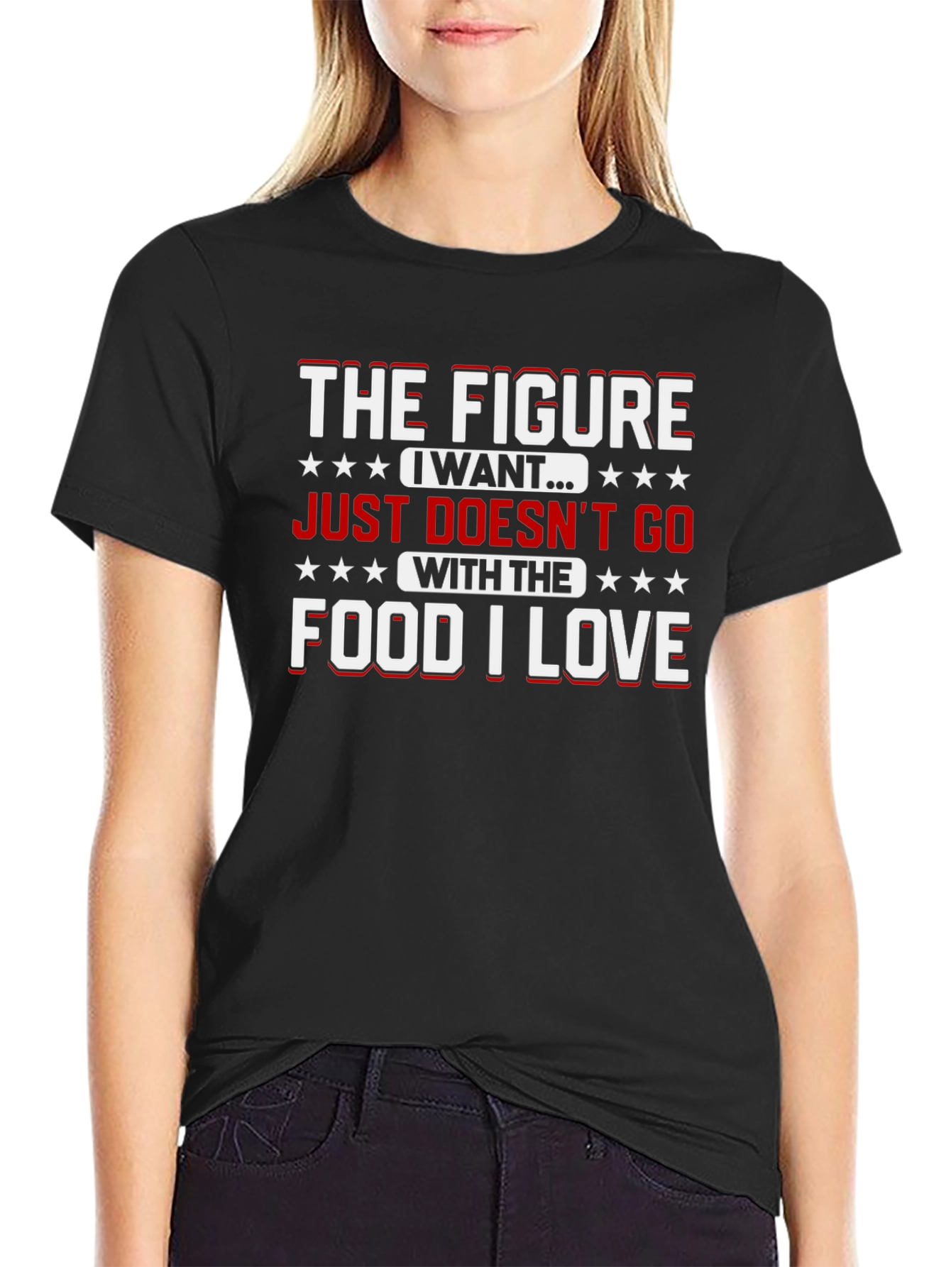 Black The Figure I Want Funny Food Lover T-Shirt view 2