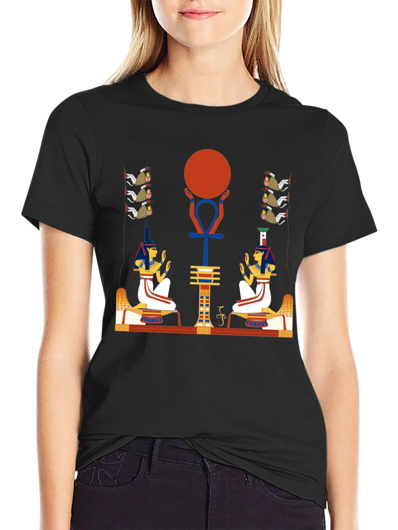 Black Egyptian Design Graphic T-Shirt view 2