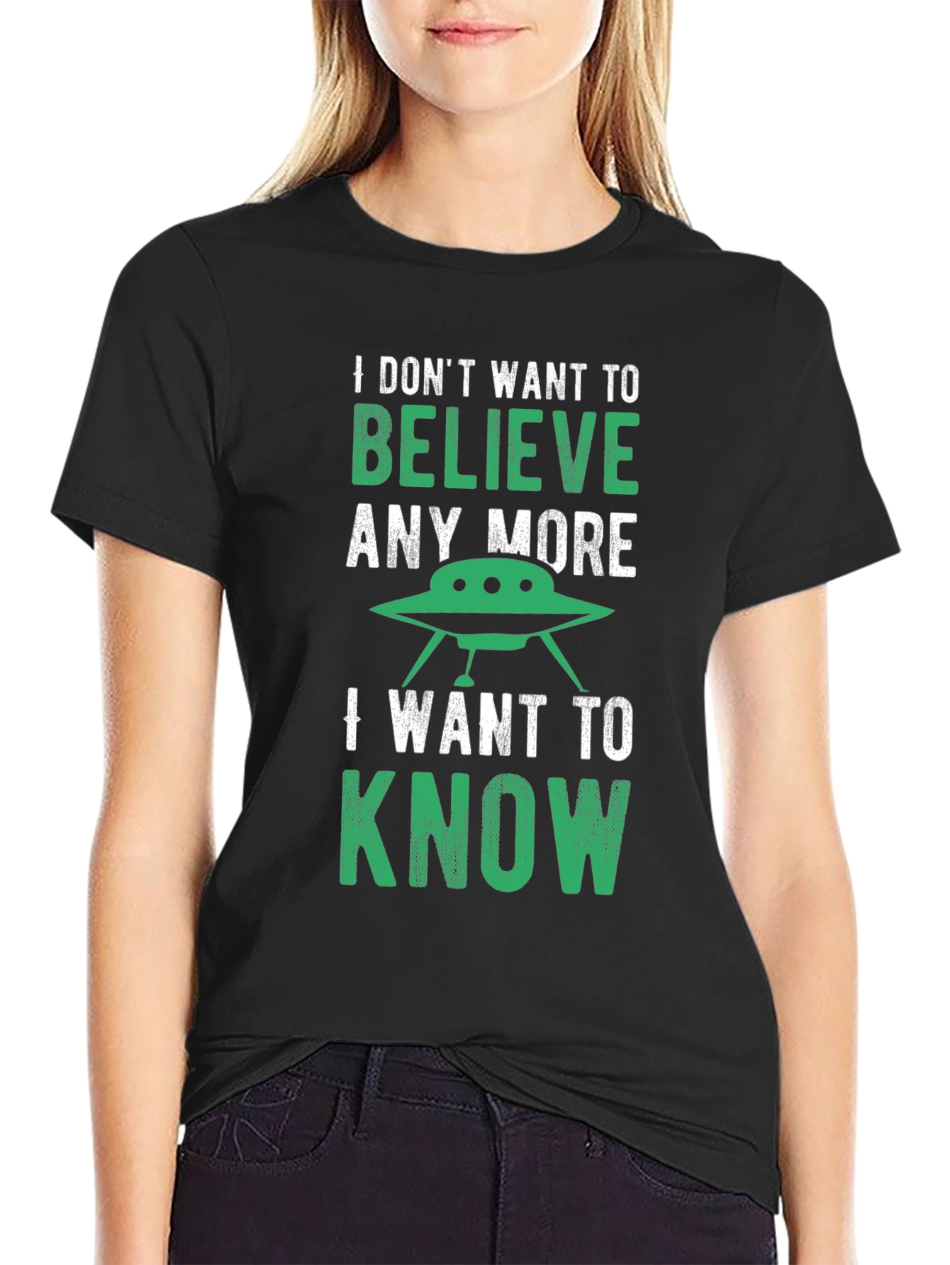 Black I Want to Know UFO Graphic Tee view 2