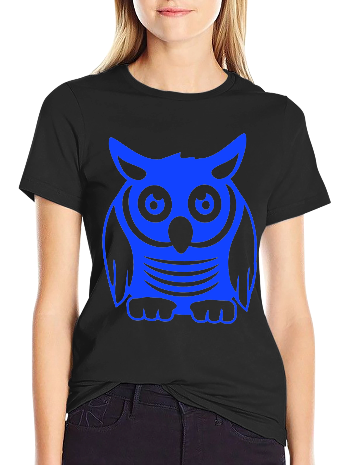 Black Owl Graphic Black T-Shirt view 2