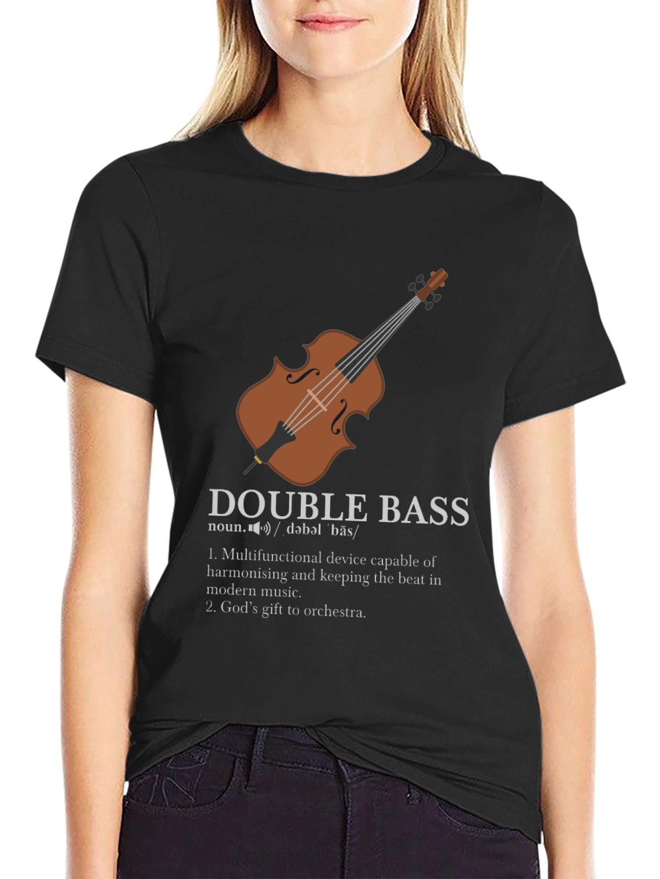 Black Double Bass Definition Graphic T-Shirt view 2