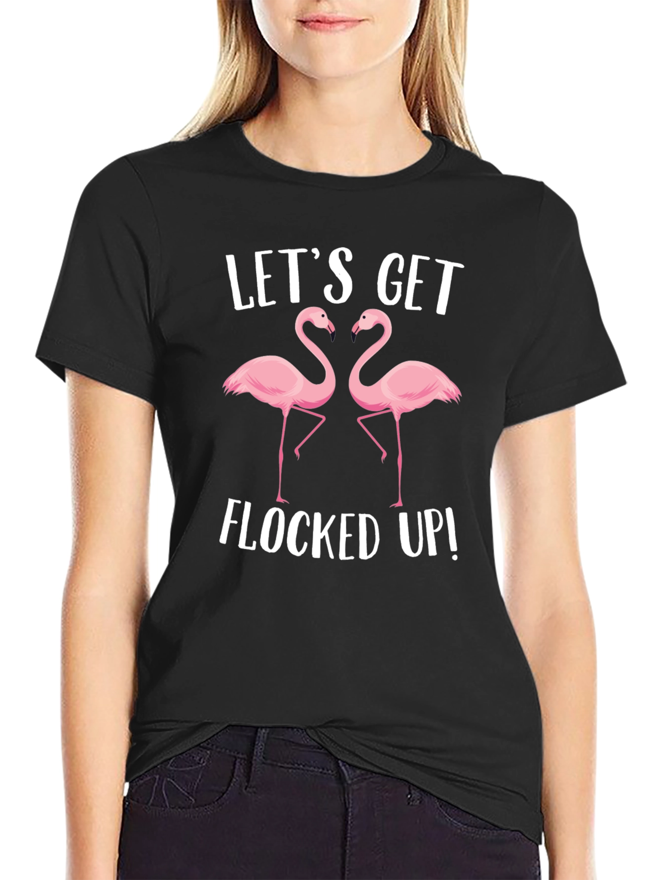 Black Let's Get Flocked Up T-Shirt view 2