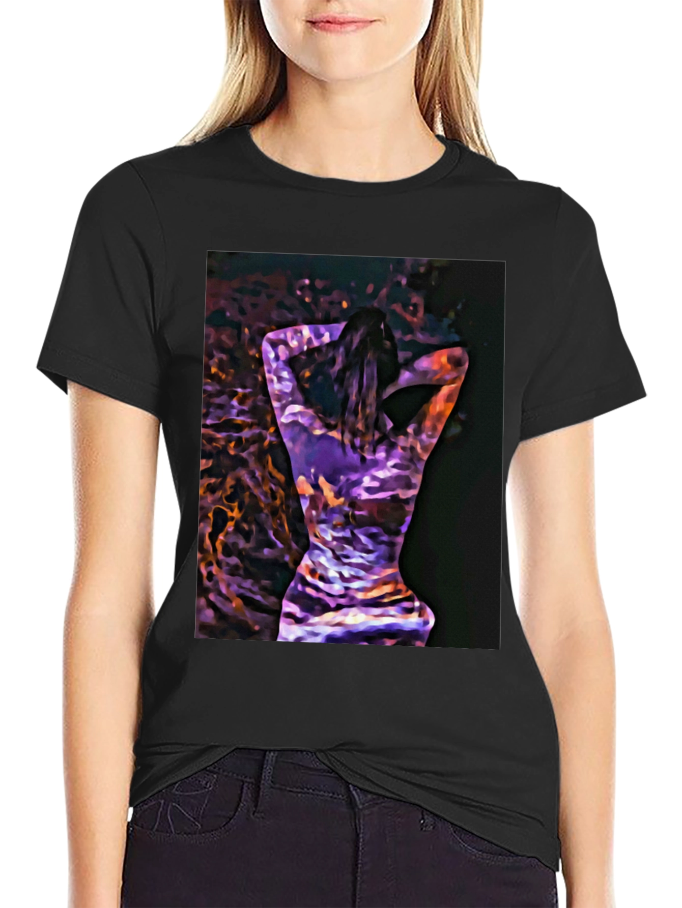 Black Abstract Woman Art Black T-Shirt view 2
