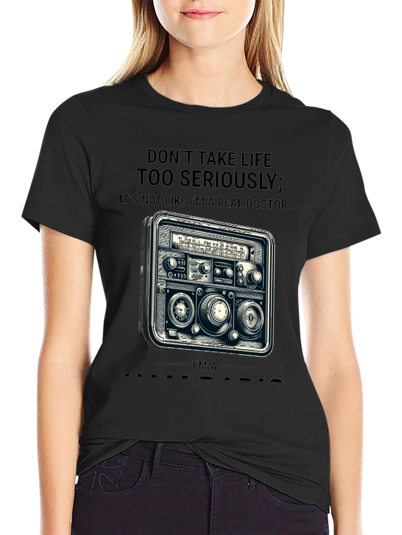 Black Don't Take Life Radio Doctor T-Shirt view 2