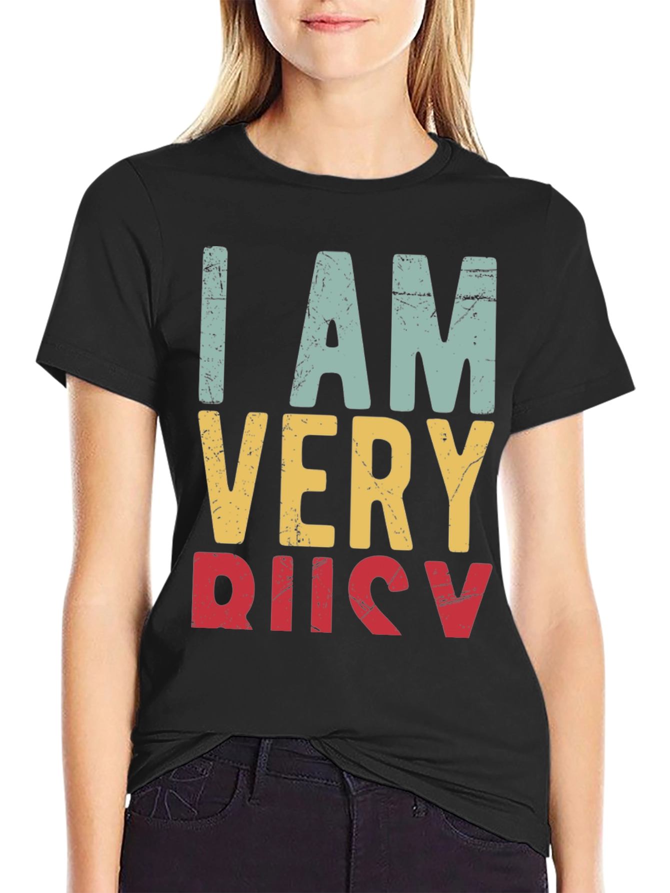 Black I Am Very Busy Retro Graphic Tee view 2