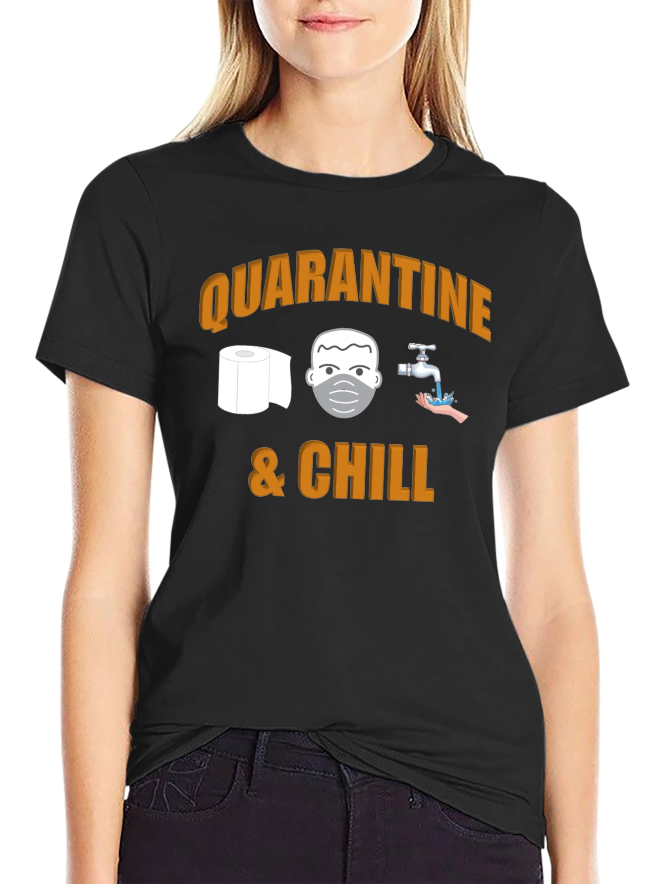 Black Quarantine & Chill Graphic T-Shirt view 2