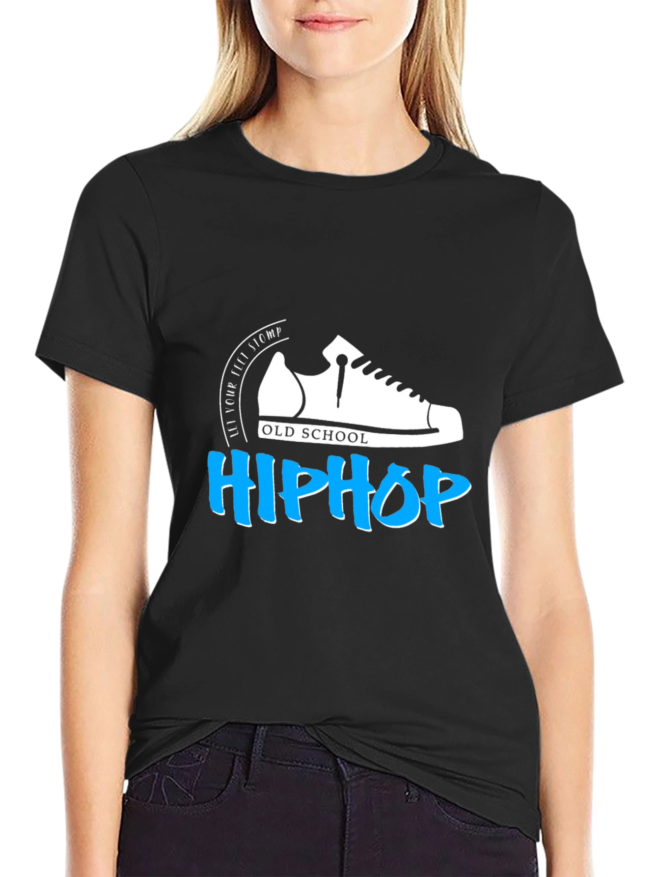Black Old School Hip Hop Graphic T-Shirt - Black Cotton Tee view 2